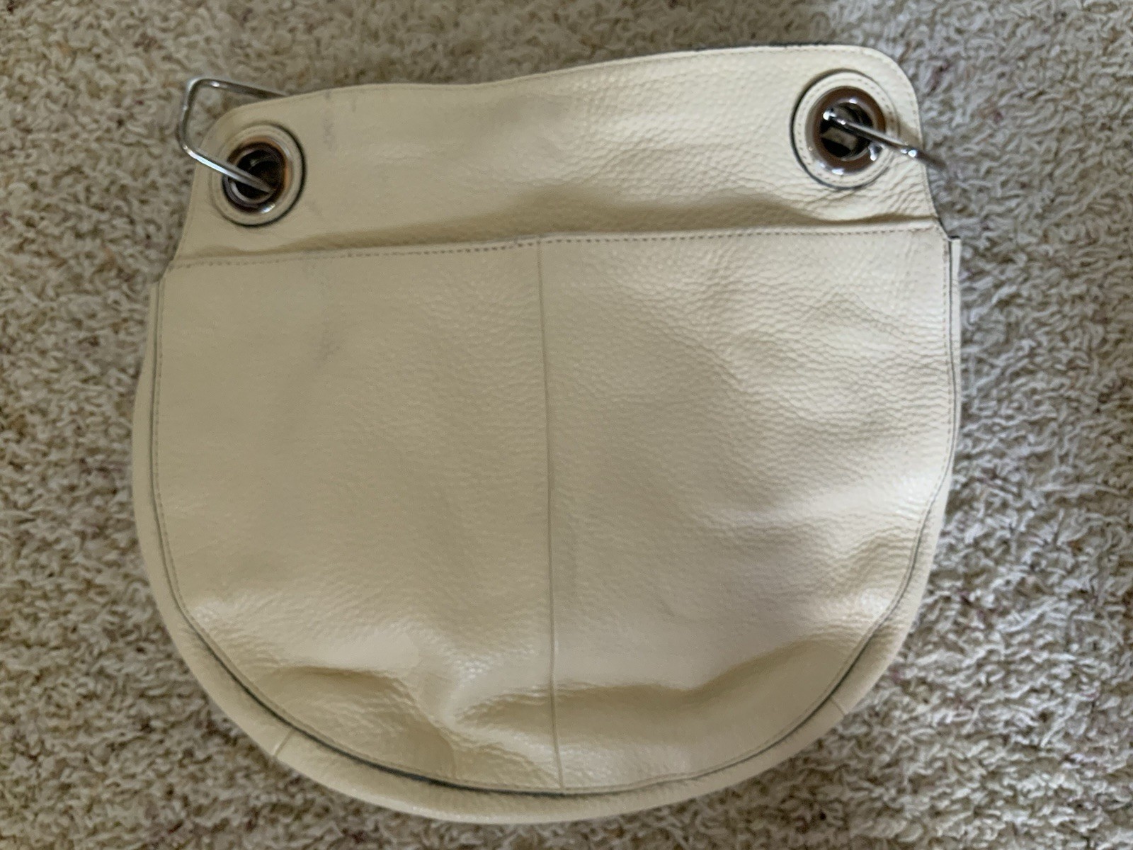 Vince Camuto Pale Yellow Leather Shoulder Bag Pebble Grain Adjustable Strap