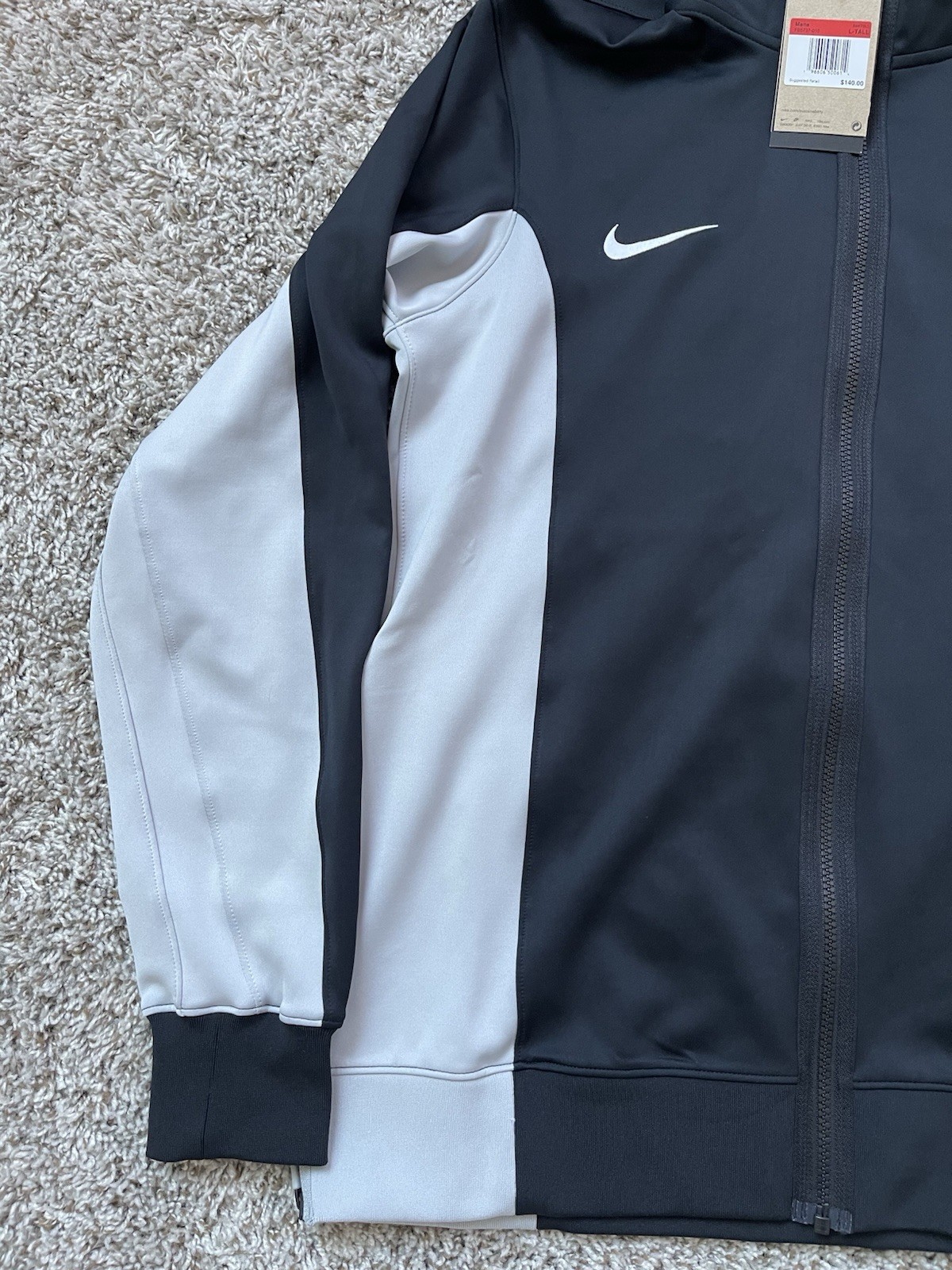 NWT Nike NBA Authentics San Antonio Spurs Black Gray Zip-Up Men’s Size L-TALL