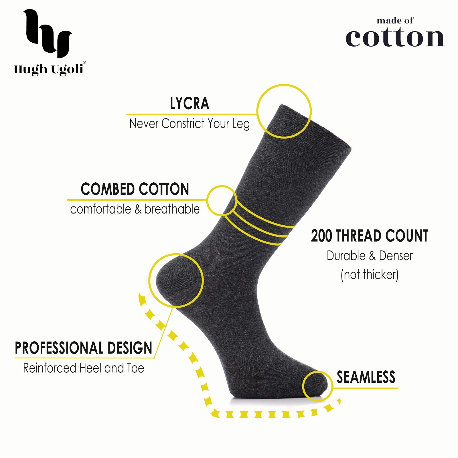 MEN Dress Cotton Socks, MEDIUM, Business, High Quality, 4-Pair