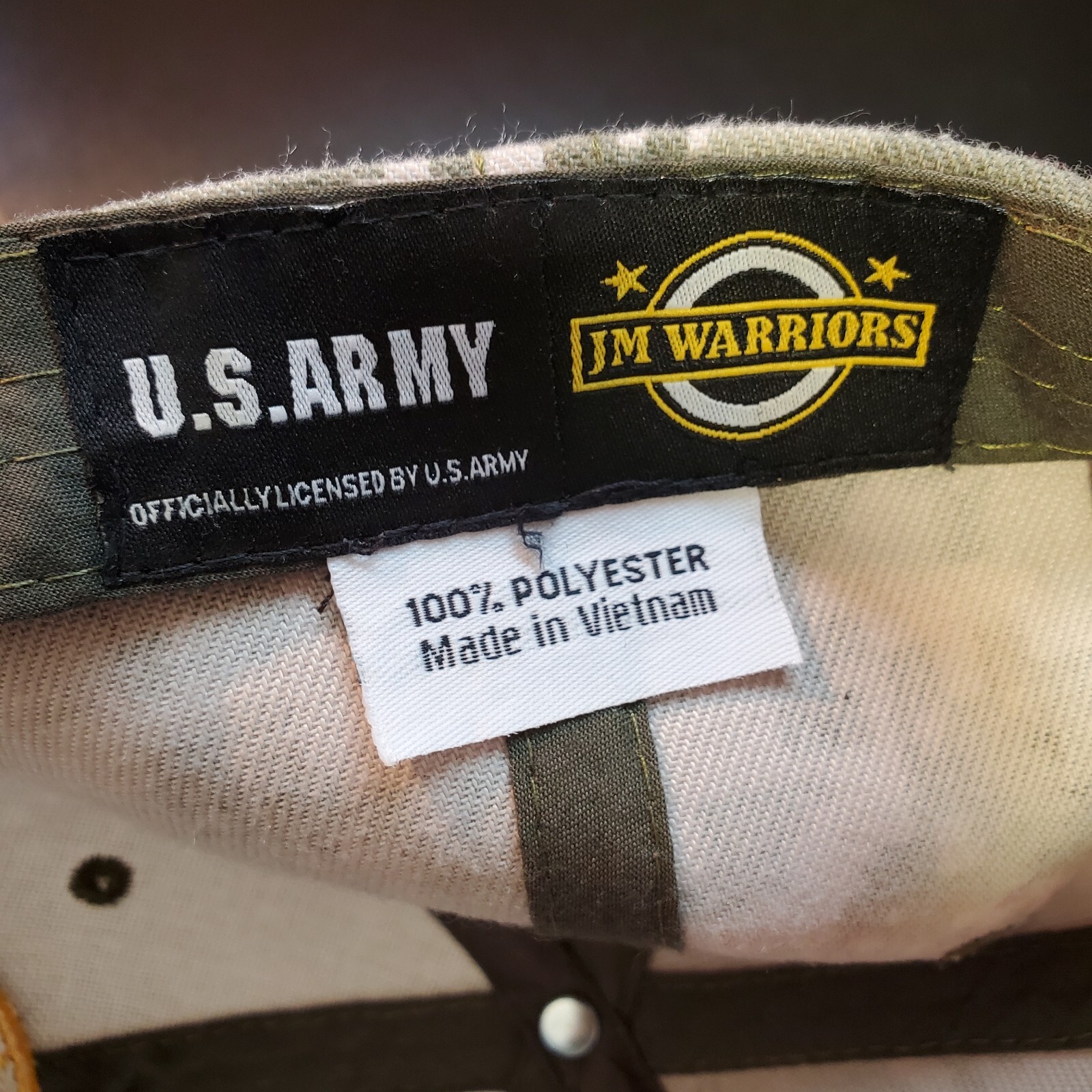 U.S. Army Hat Strap Back Digital Camo JM Warriors Military Baseball Maga Trump