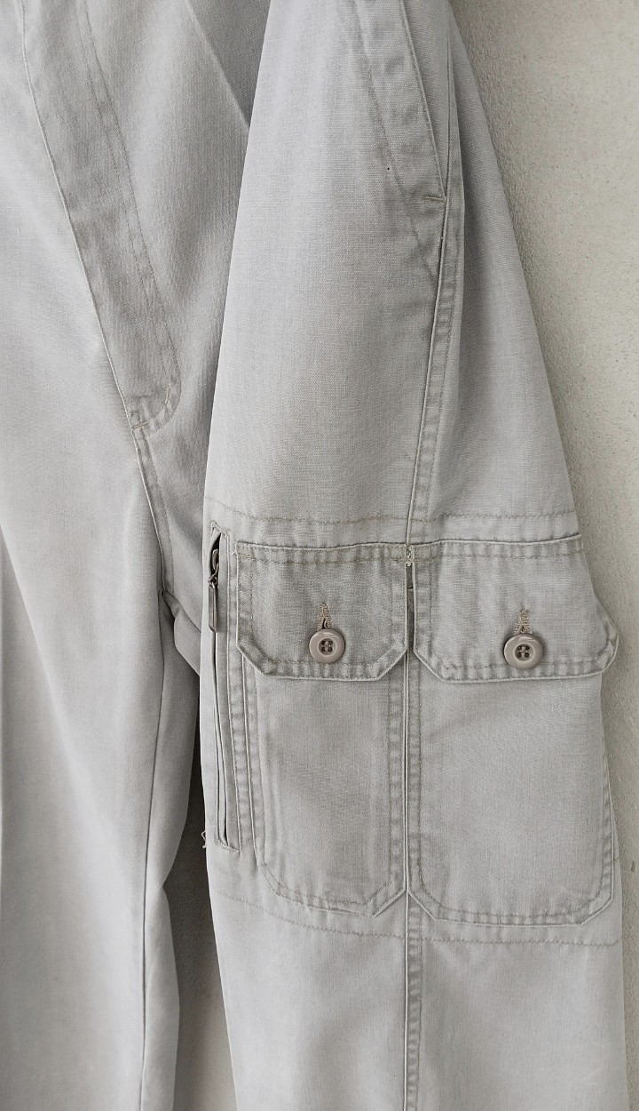 Mens Tailored Work Utility Cargo Pants, Size 56, Grey, Cotton
