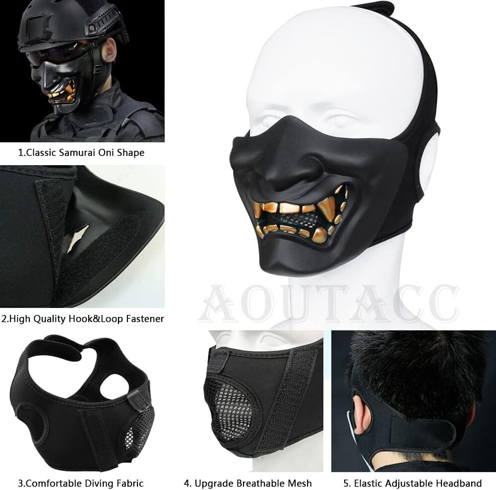 Tactical Airsoft Half Face Mask Evil Demon Monster Protective Mask for Halloween