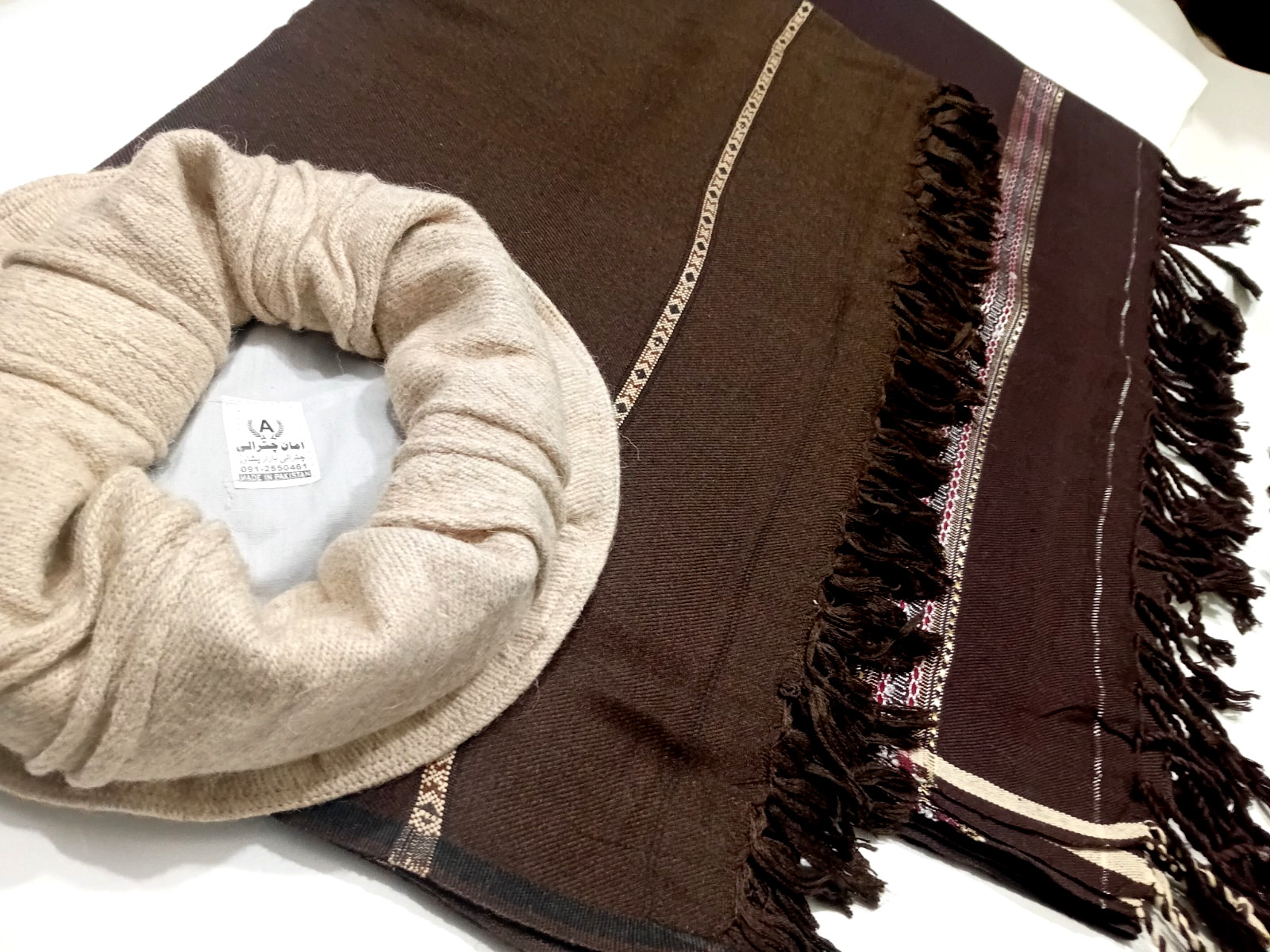 Afghan Patoo Blanket Shawl Topi Chitrali Pakol 100% Wool Cap Pakul Handmade Hat.