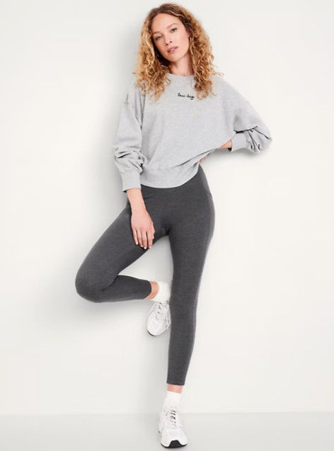 Old Navy High Waisted Side Pocket 7/8 Fashion Layering Legging Dark Gray Large