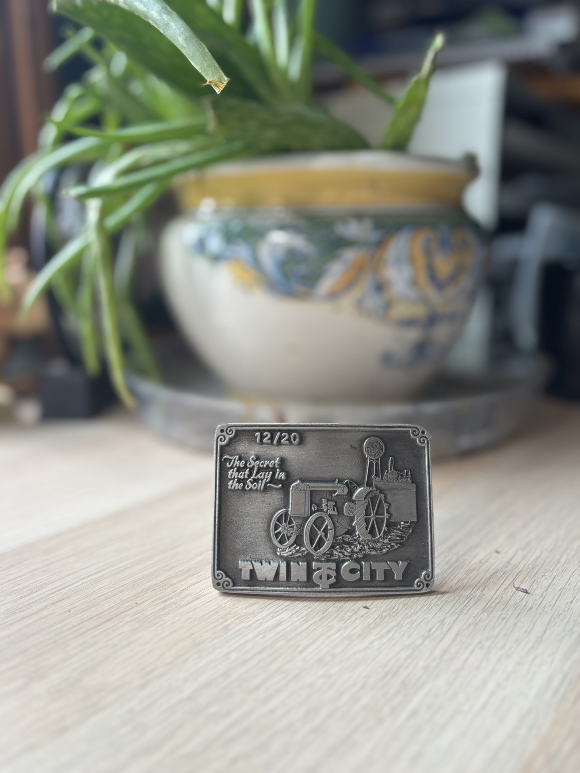 Farmer BeltBuckle 1919 Twin City 12/20 The Secret Lay in the Soil Pewter603/1500