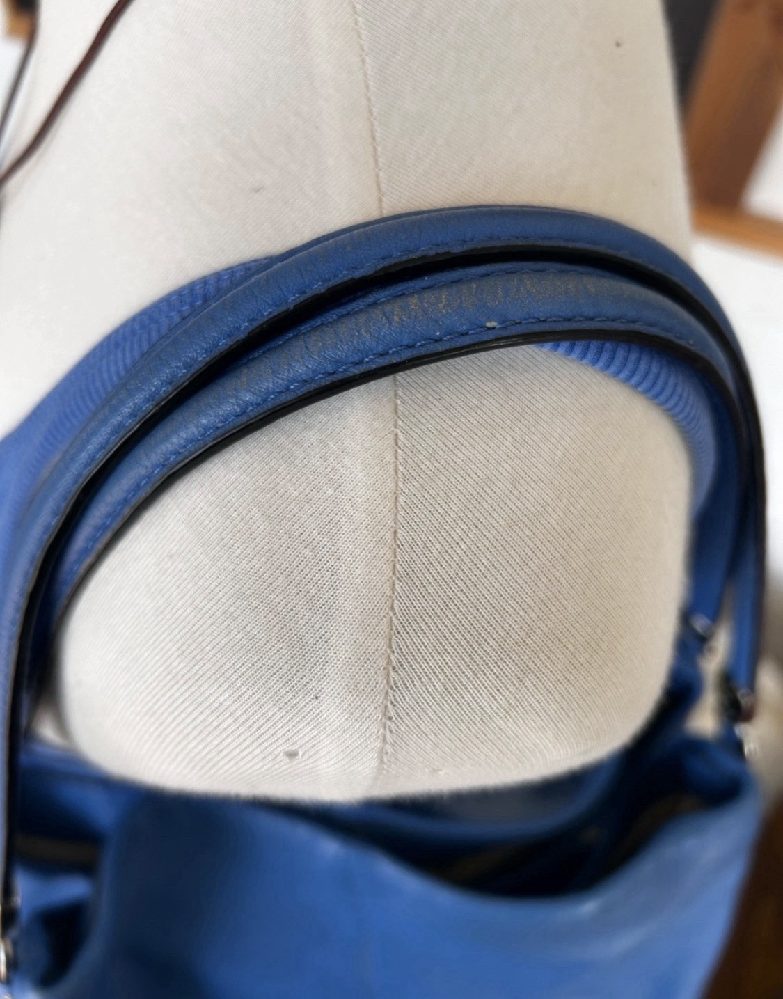 Coach Blue Leather Hobo Shoulder Bag Large Slouchy Tote Purse preloved