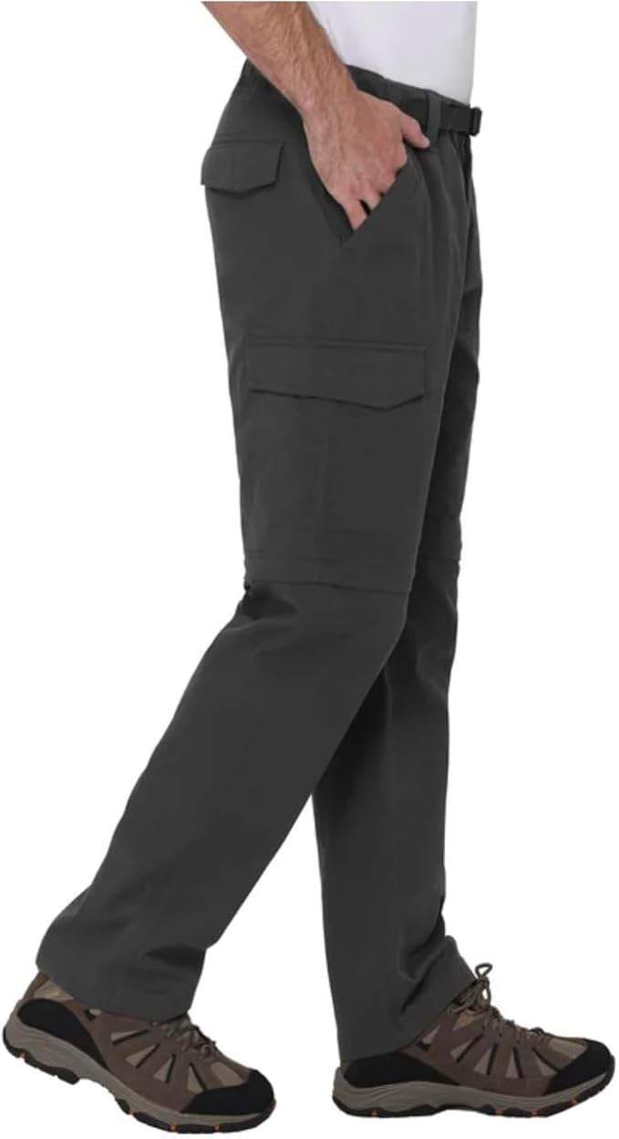 B.C. Clothing Men’s Convertible Stretch Cargo Short / Pants, Gray, Size XL X30
