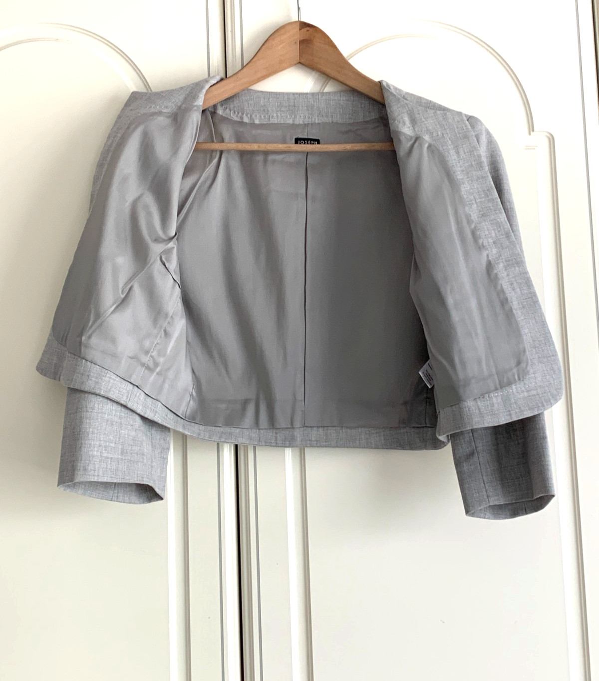 Joseph Grey 90% Wool Open Bolero Style Lined Jacket – Made in Italy Size 40