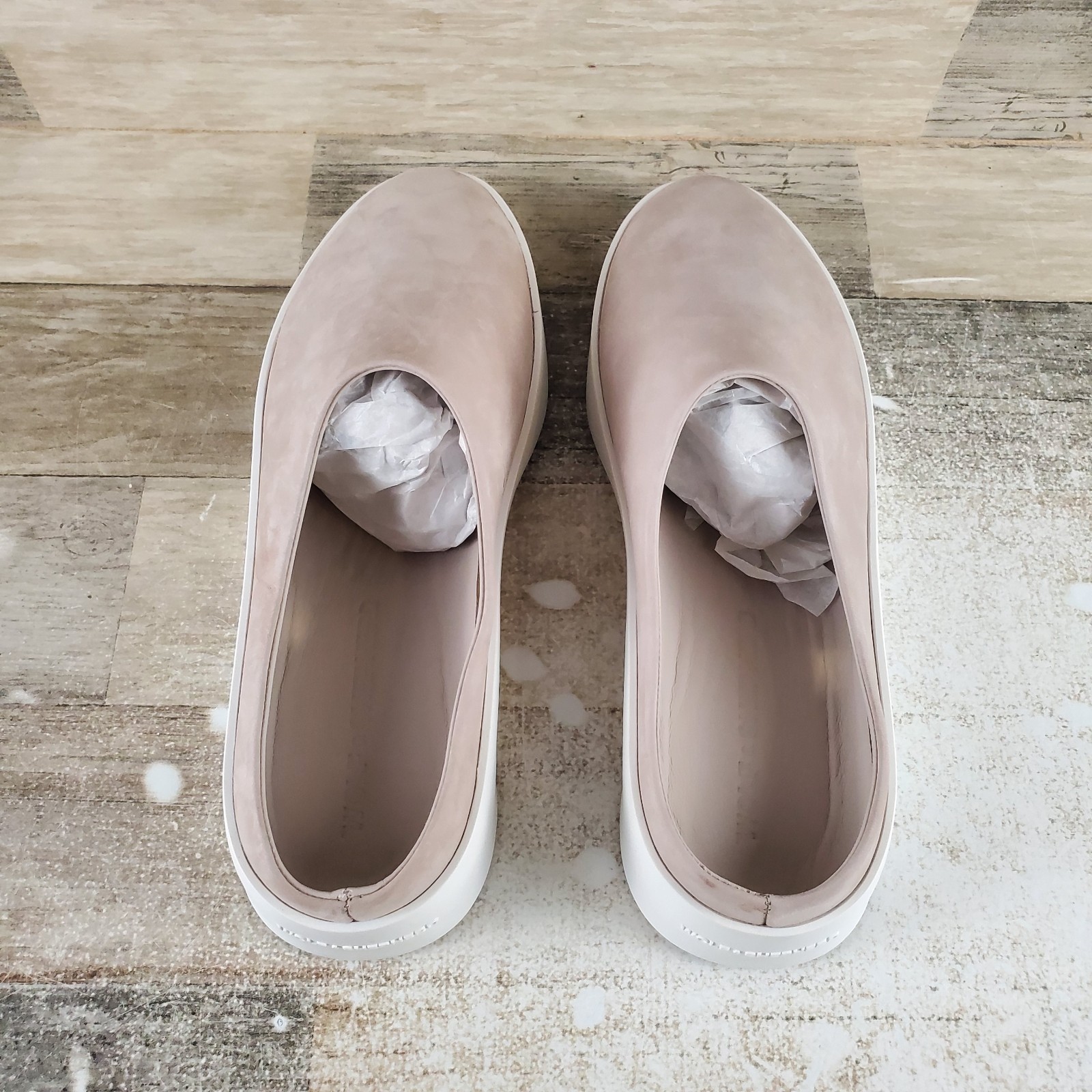 Wolf & Shepherd Cruise Mule Shoes Womens 10.5 Warm Gray Brilliant White Suede