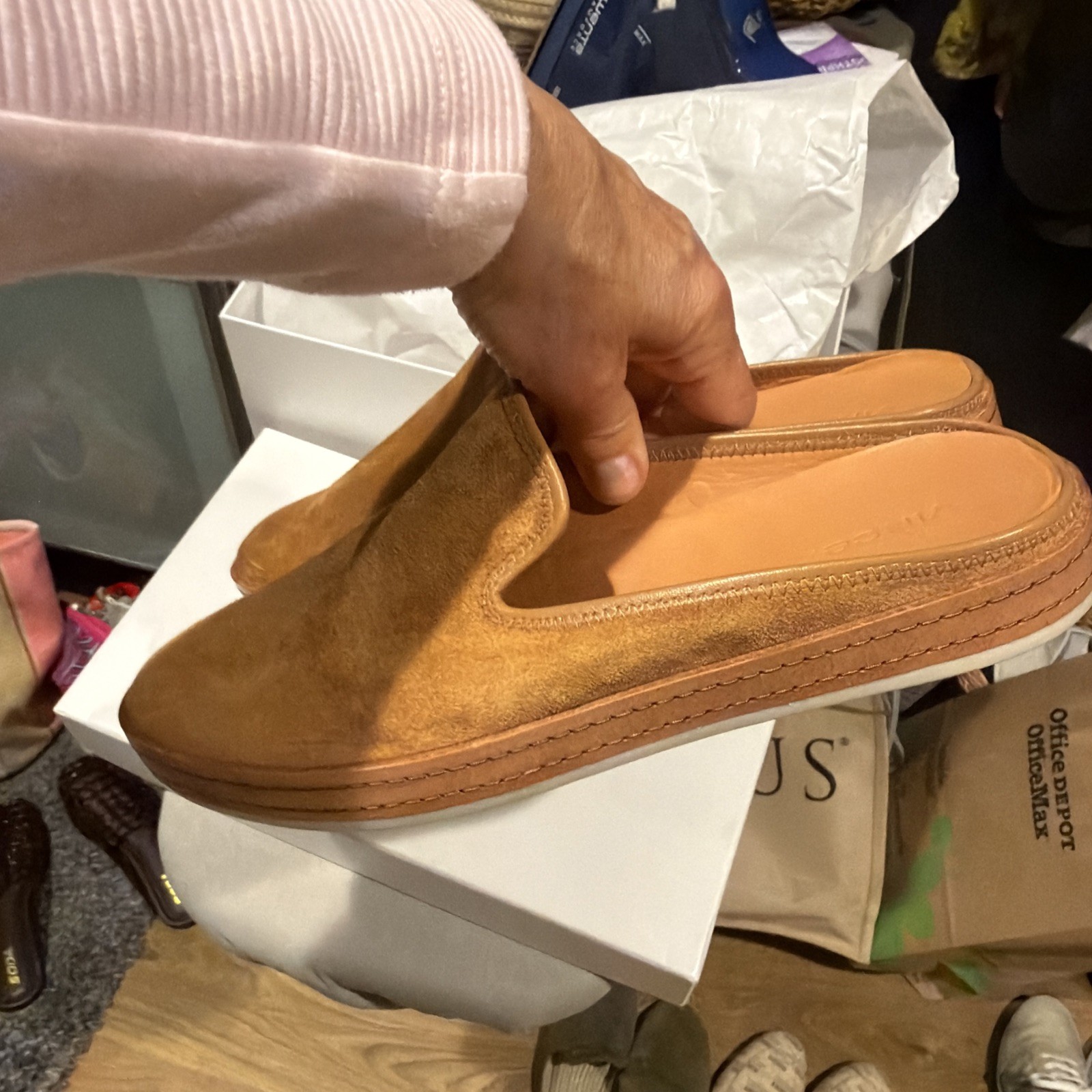 NIB Vince Canella Tan Suede Mule Slip On shoes NIB Size 9.5 Brand New