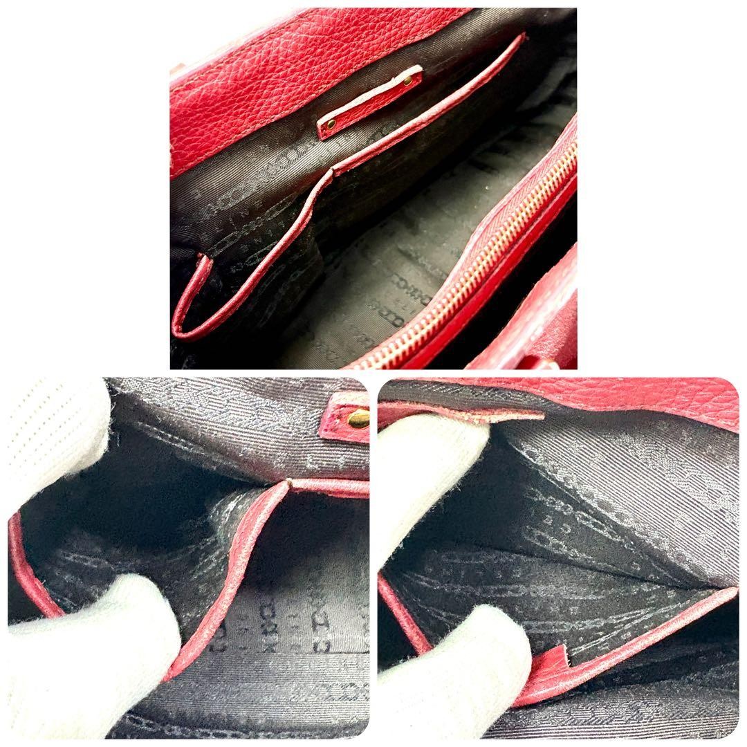 CELINE Boogie Bag Handbag Leather Red Vintage Authentic From Japan