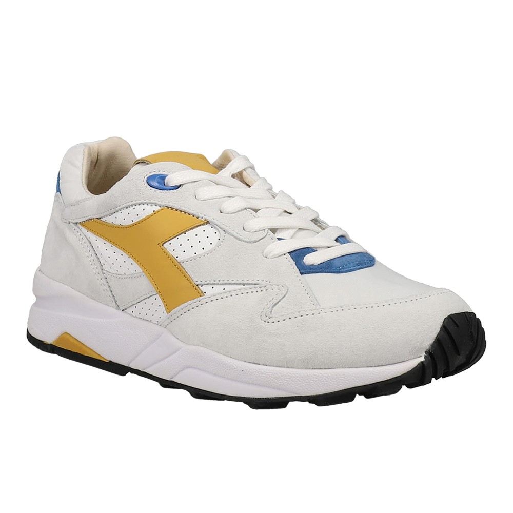 diadora Eclipse Italia Perforated Lace Up Mens White Sneakers Casual Shoes 1771