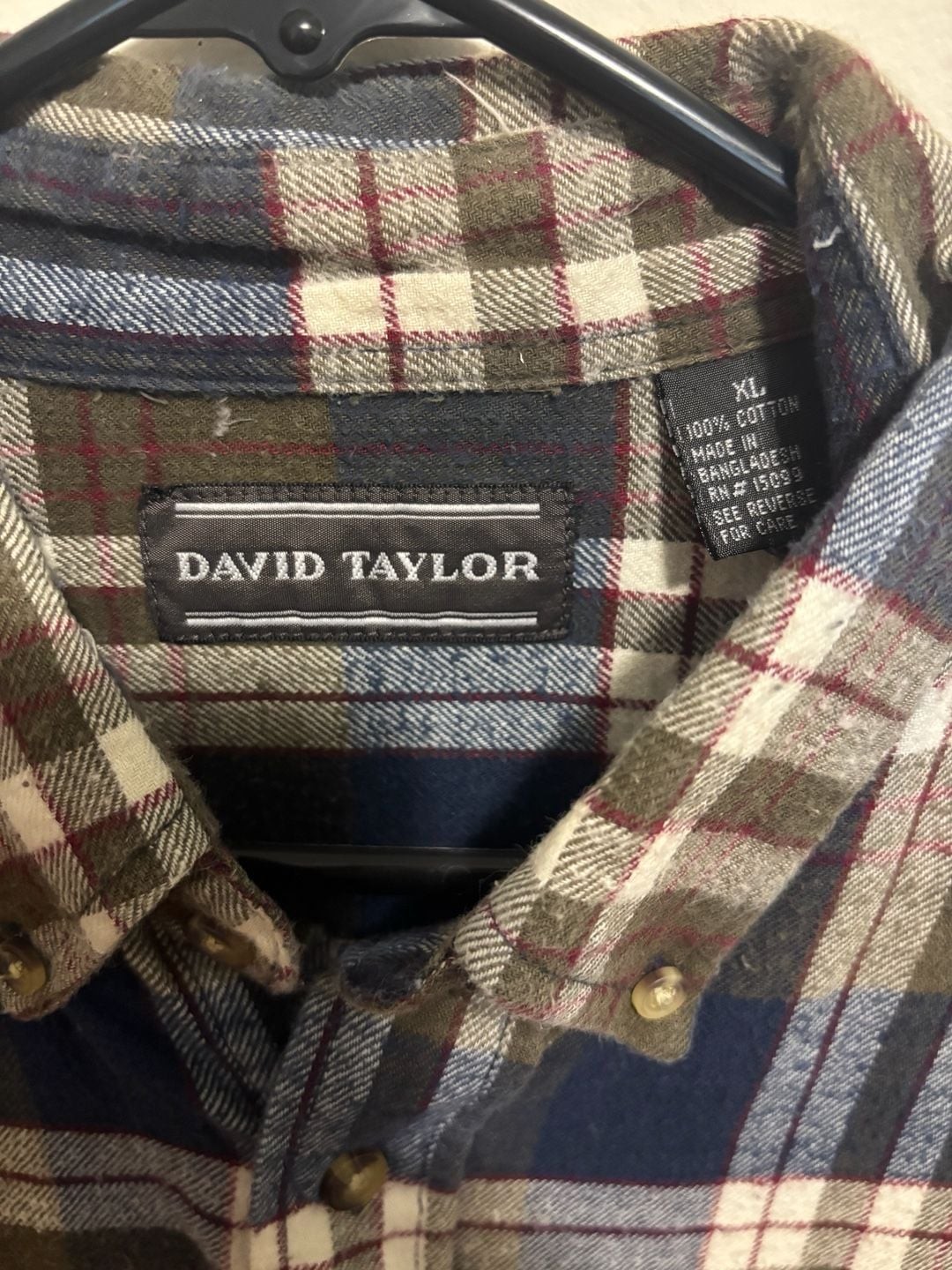 David Taylor Men’s Long Sleeve Button Down Plaid Flannel Shirt XL