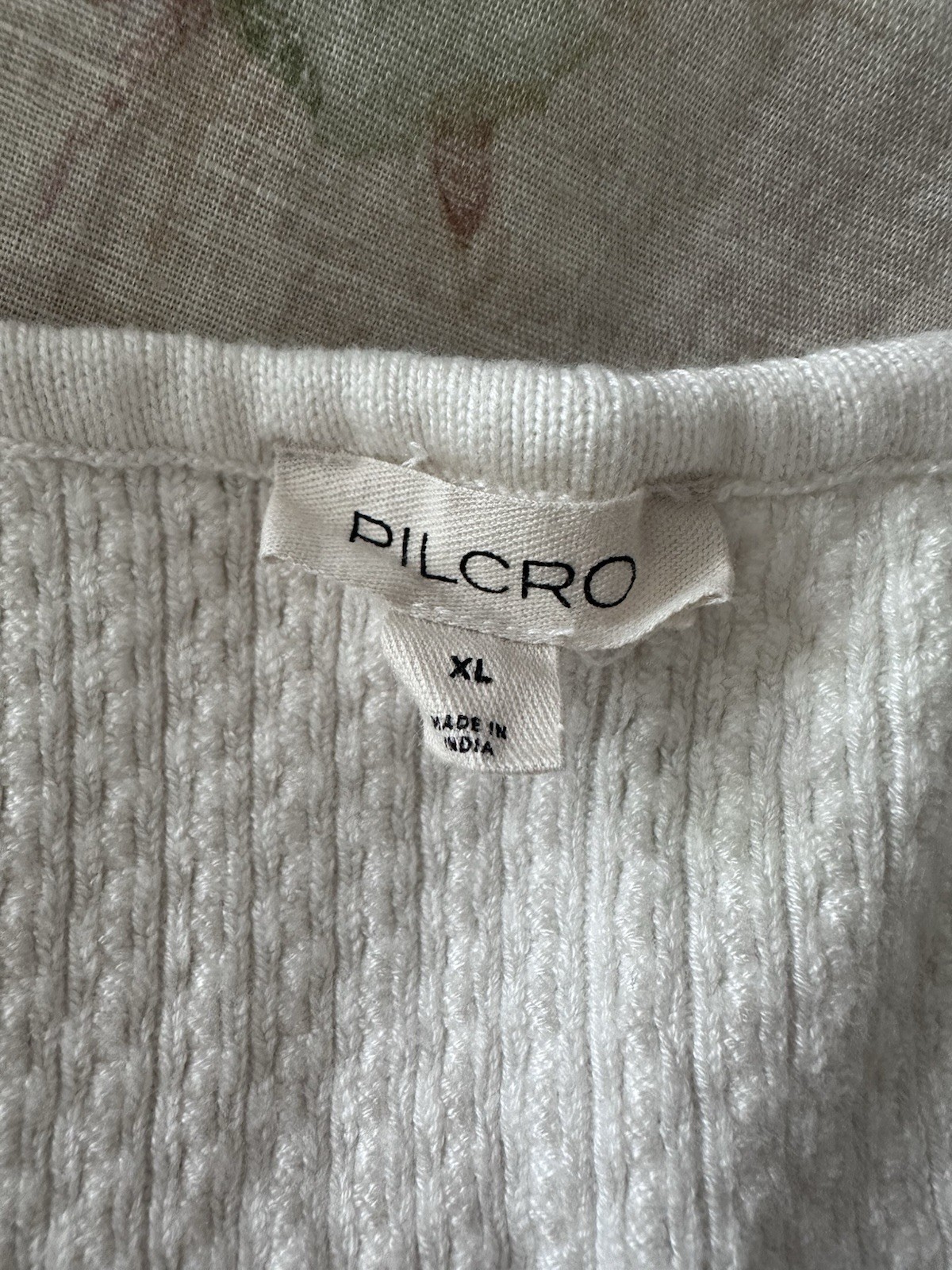 Pilcro White Solid Square Neck Lace Ruffle Button Front Knit Tank Women XL