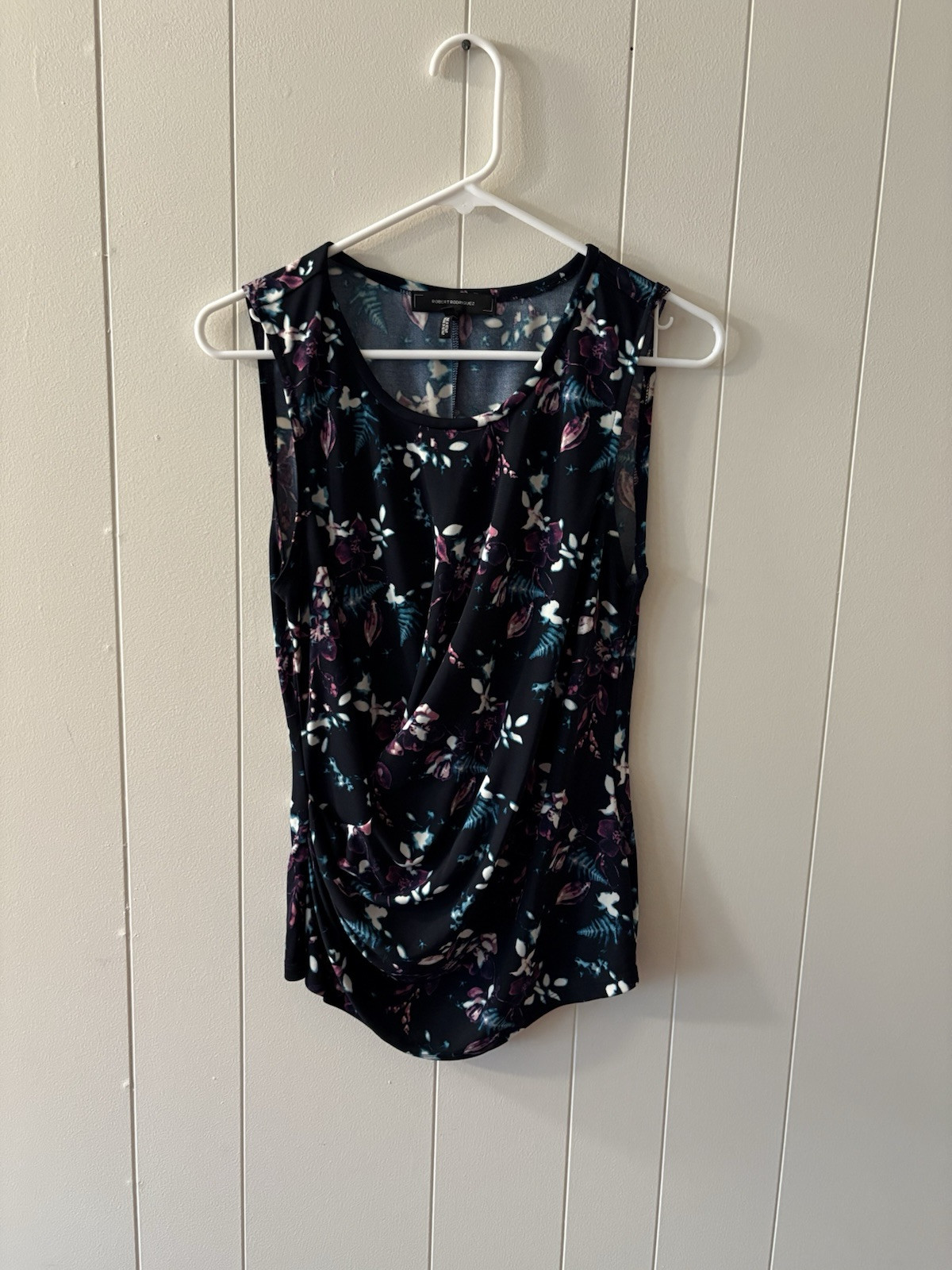 Robert Rodriguez Women’s Medium sleeveless Tank top Floral Blue Purple EUC E7