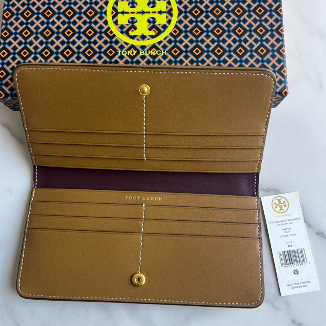 tory burch THOMOGRAM JACQUARD SLIM WALLET