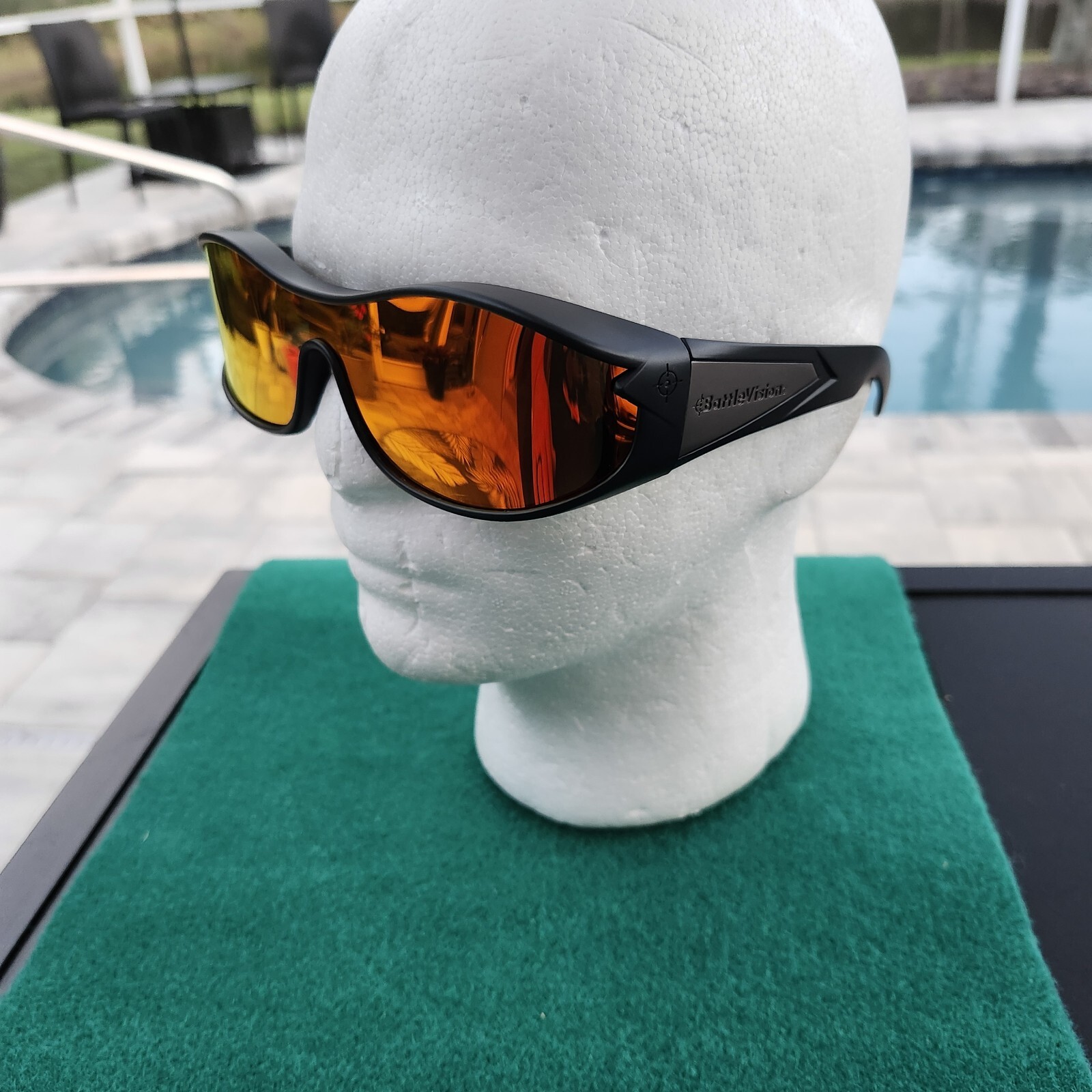 Battle Vision Sunglasses Unisex Shield Red Gold Lens