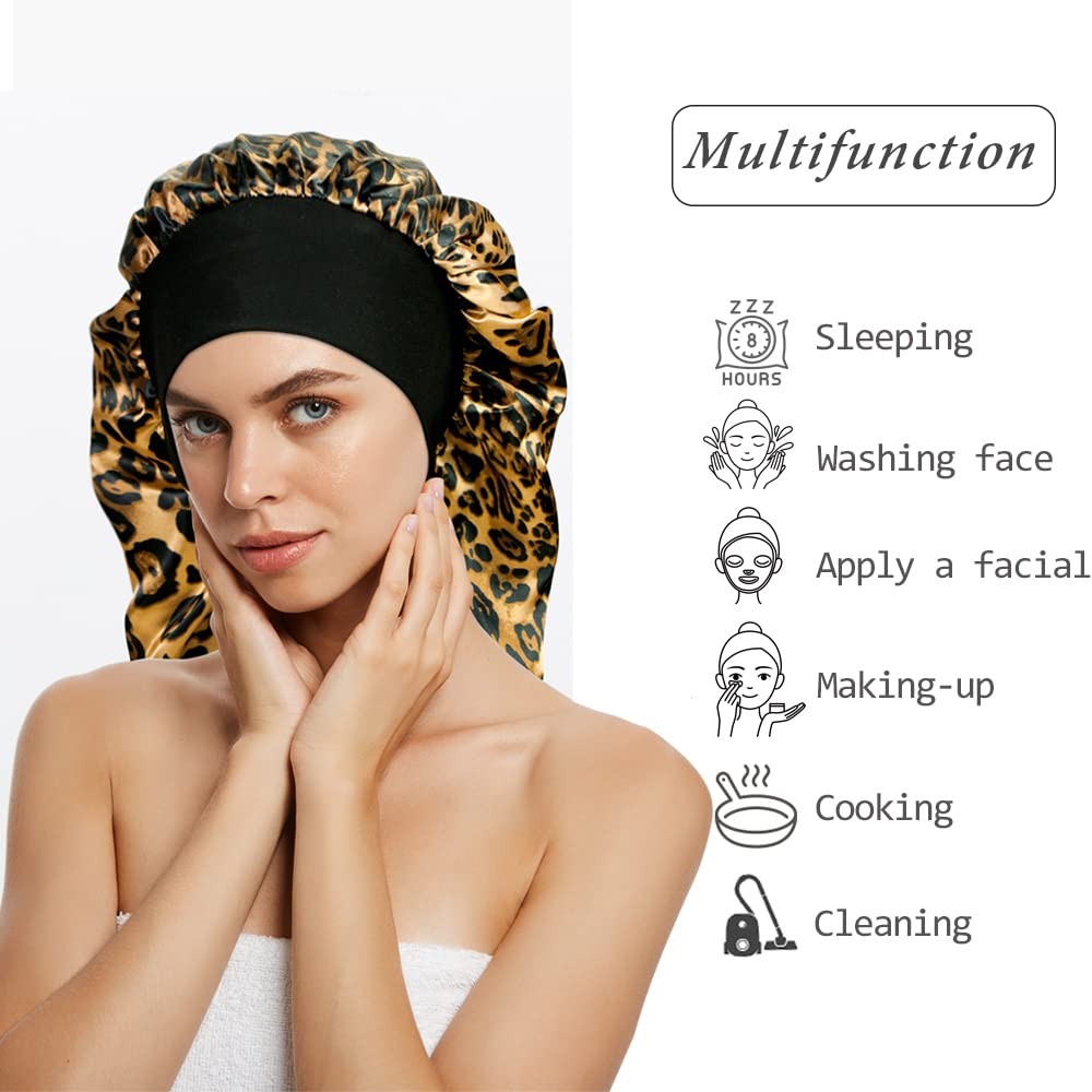 4 Pack Extra Long Satin Sleep Cap for Long Hair Dreadlock Night Sleep Bonnet