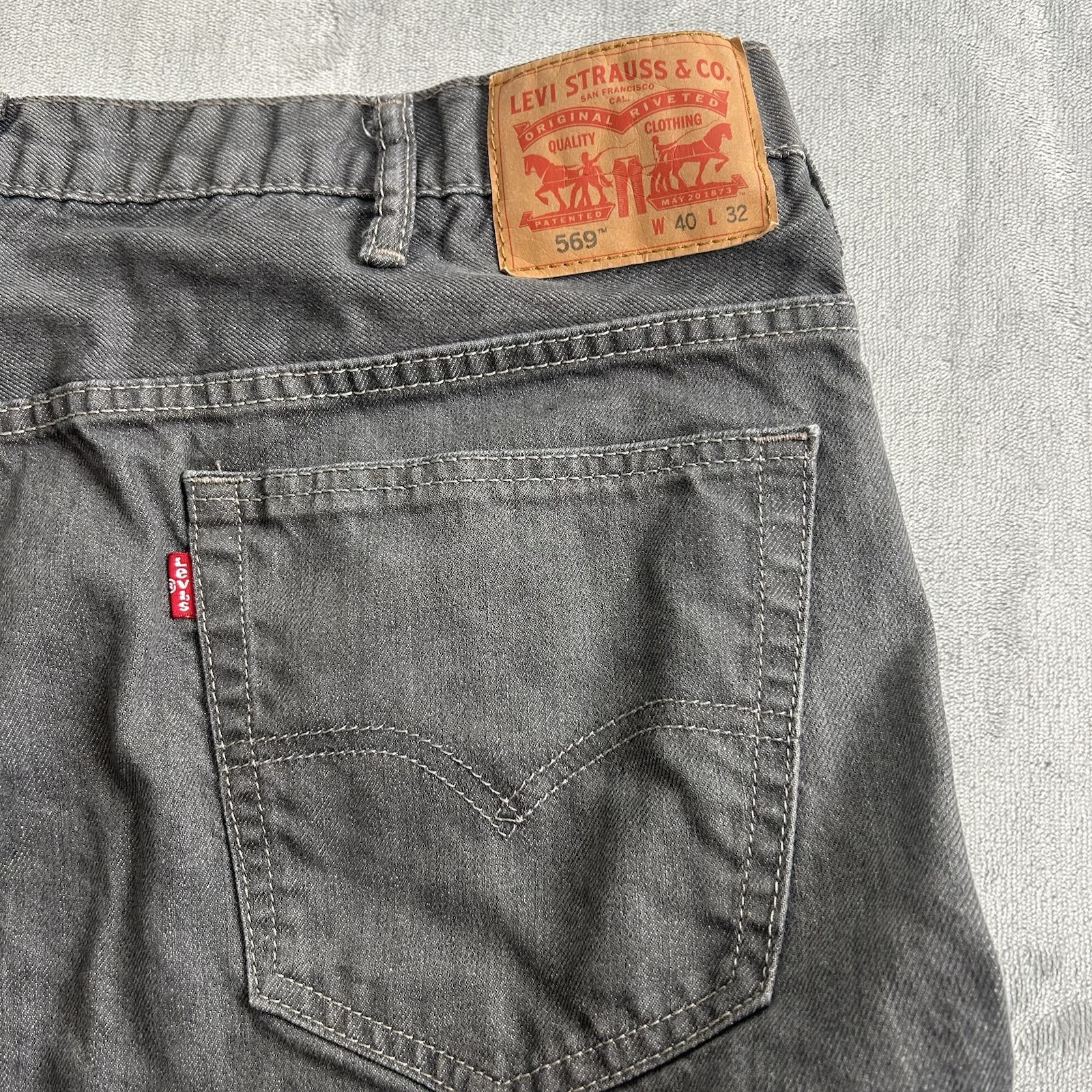 Levis 569 Jeans Mens 40×32 Gray Loose Fit Baggy Skater Straight Leg Actual 40×31
