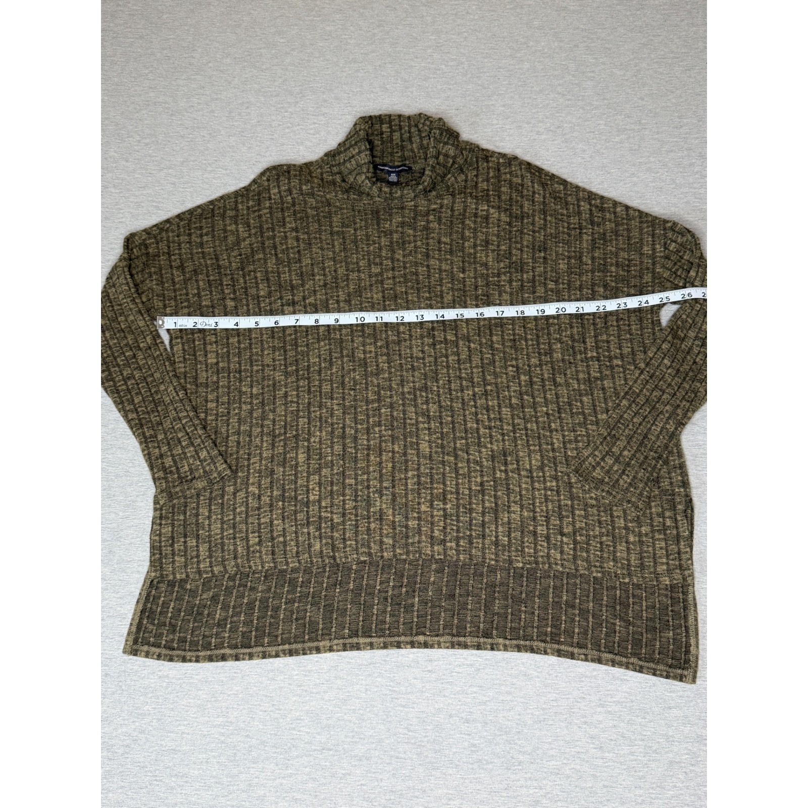 American Eagle Outfitters Womens Ribbed Turtleneck Sweater Olive Green Marl Med