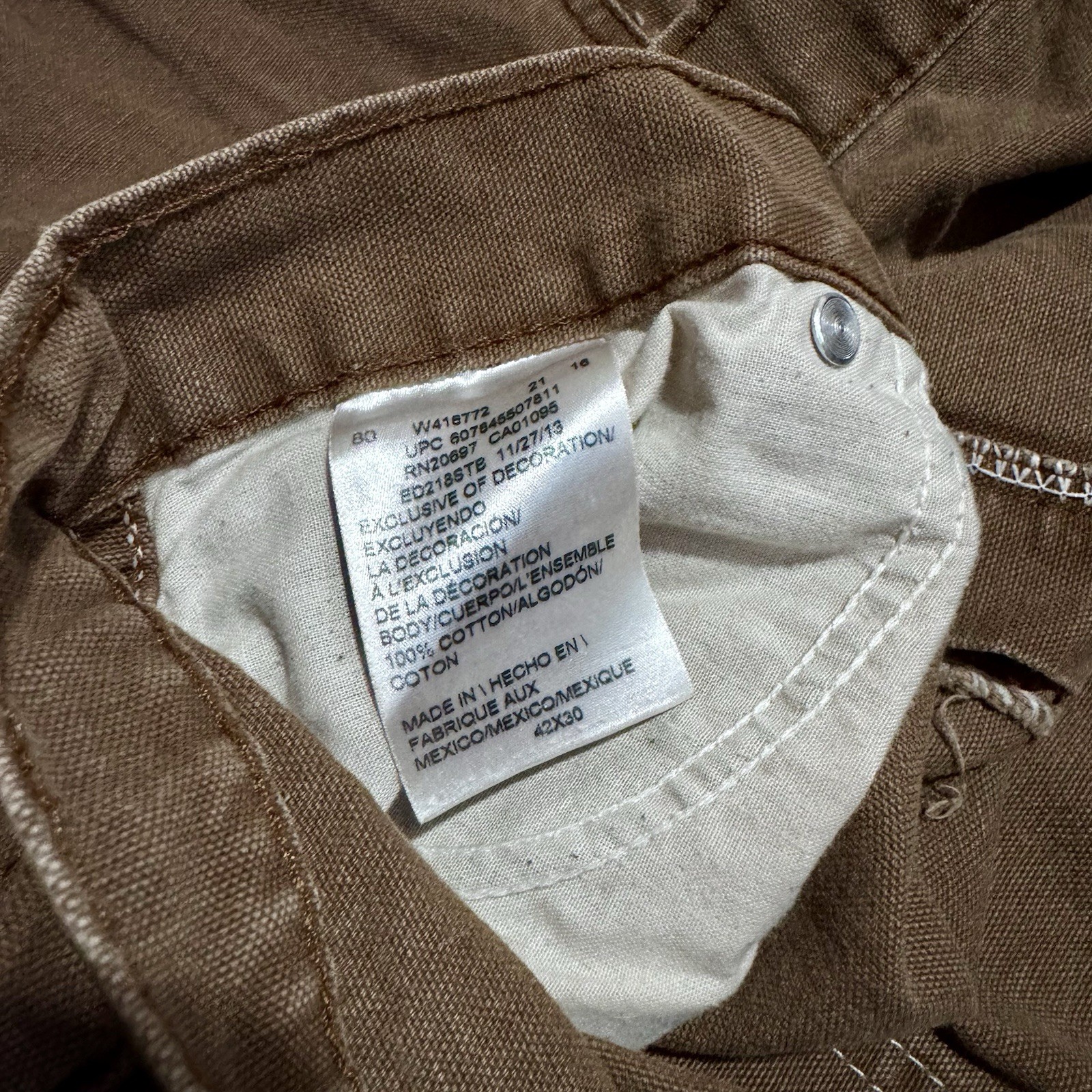 Dickies Men’s Brown Carpenter Jeans – Size 42×30