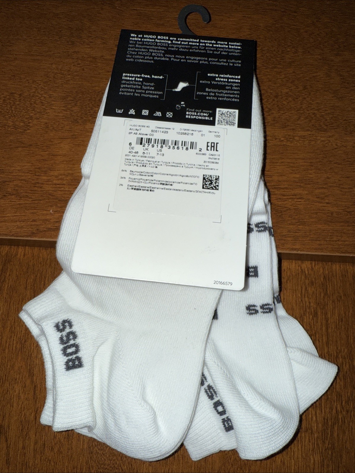Hugo Boss- Ankle Socks – 2-Pairs – O/S – Large (US 7-13 / EU 40-46)