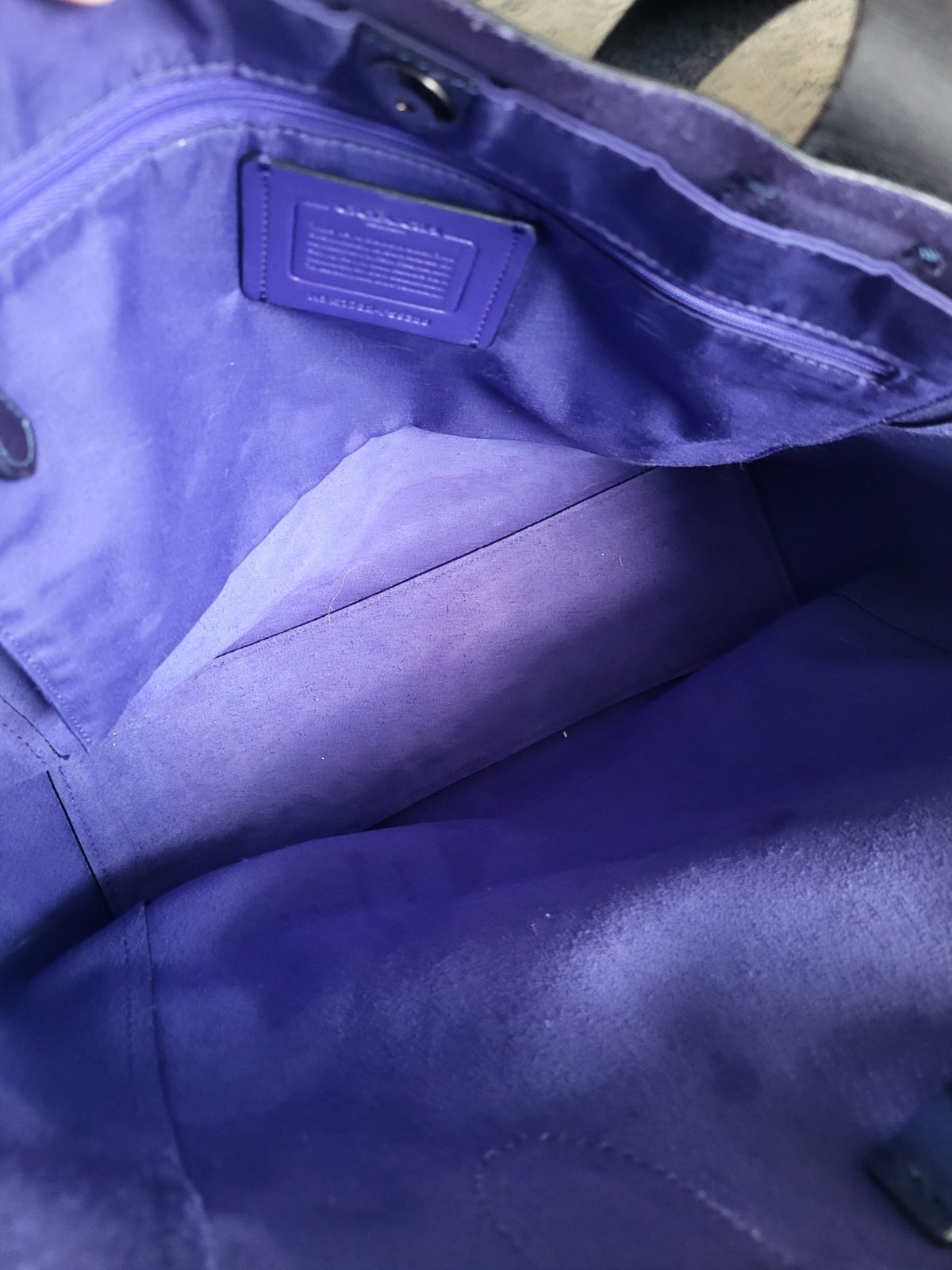 Coach Metallic Oil Slick Blue Large Derby Tote F59388