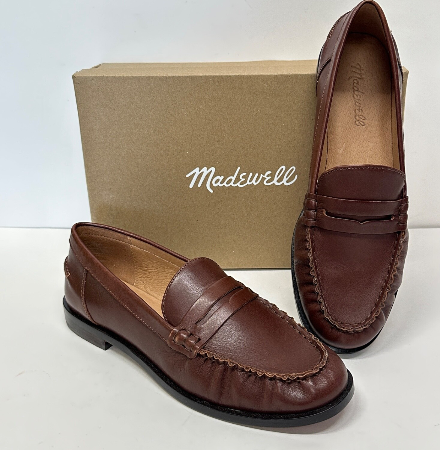 Madewell NYE Penny Loafers Vachetta Leather NJ256 Apple Butter Brown Size 8
