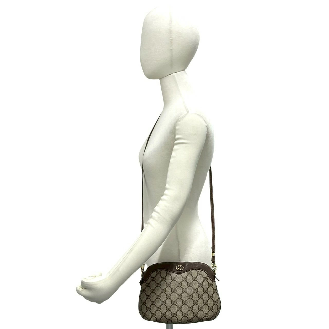 GUCCI Vintage Old Gucci GG Logo Pattern Hardware Leather Mini Shoulder Bag Brown