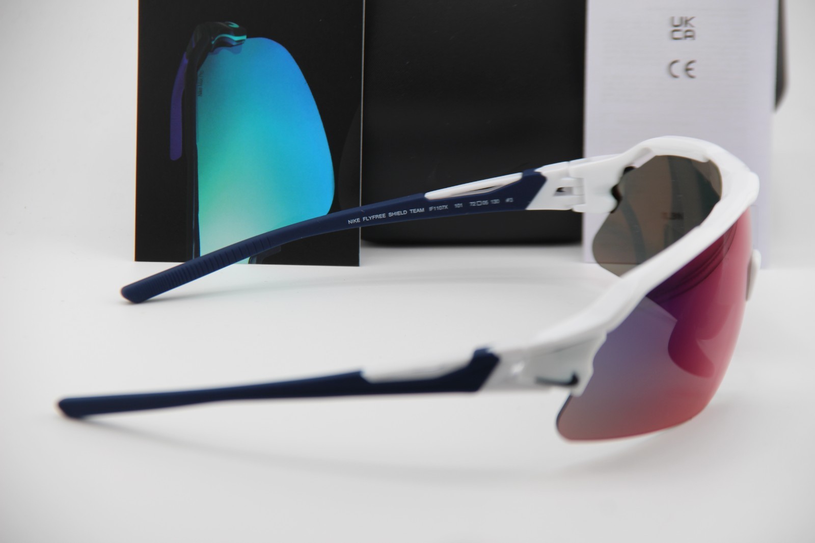 NEW NIKE FLYFREE SHIELD TEAM IF1107X 101 WHITE BLUE AUTHENTIC SUNGLASSES 72-5