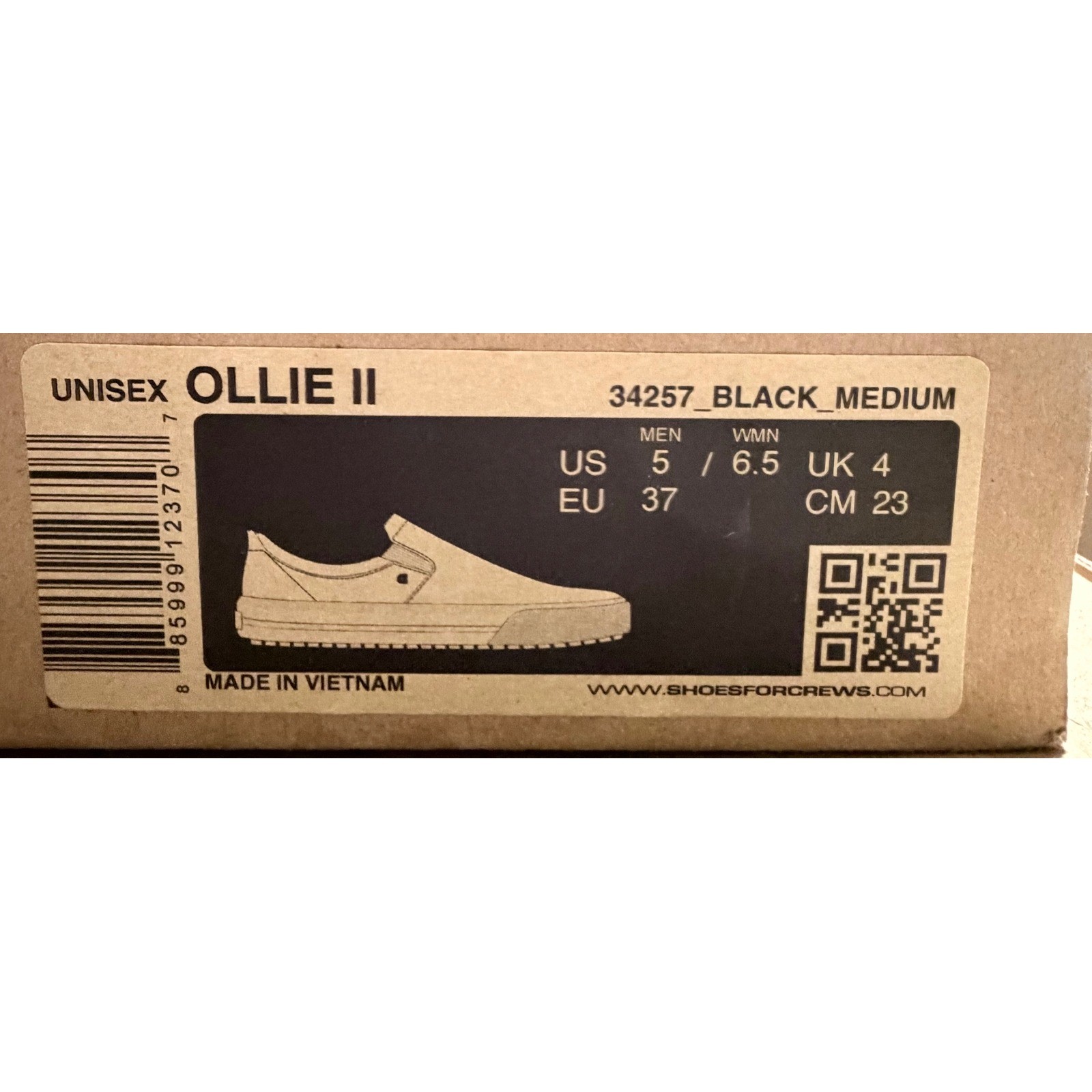 Shoes For Crews Ollie II Black Leather Slip On SR Work Shoes 34257 M-5 W-6.5 NEW