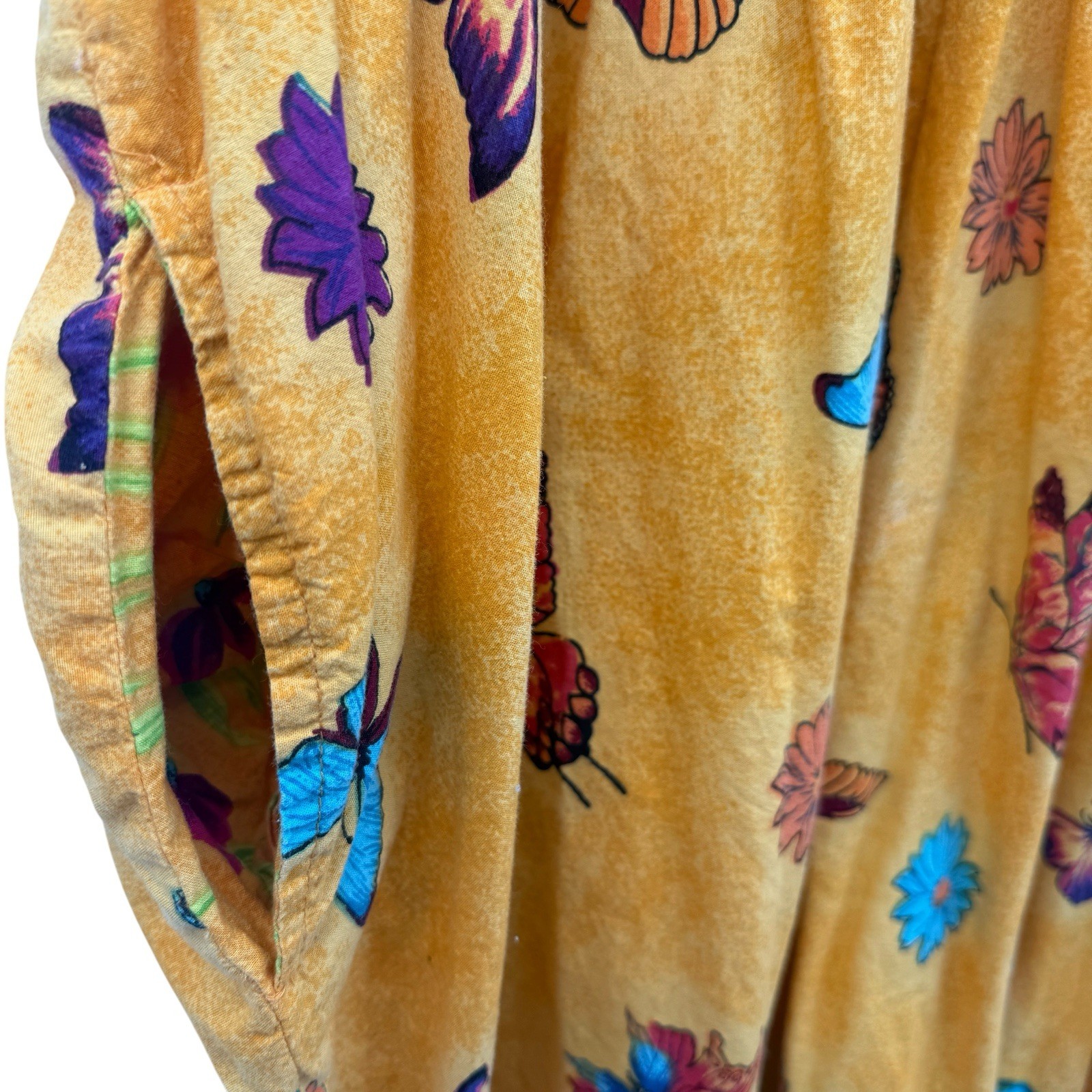 Only Necessities Muumuu House Dress 2X Butterfly Floral 100% Cotton Cafton 90’s