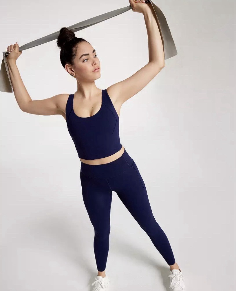 CALIA Inspire High Rise 7/8 Leggings Pockets Blue or Gray XXS XS S $98 NWT
