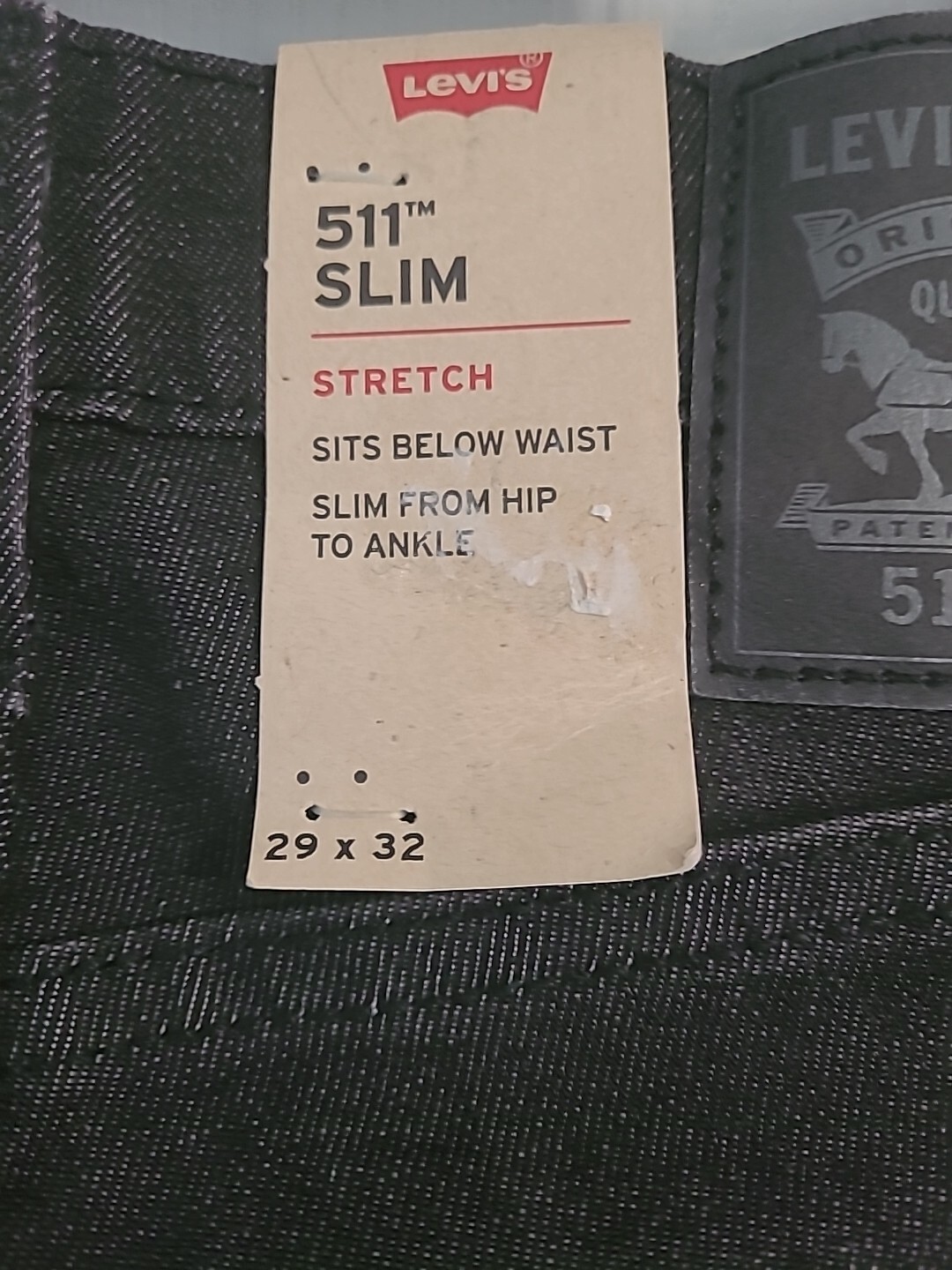 Levi’s 511 Slim Fit Stretch Men’s Size 29W×32L Frog Eye Black Jeans New NWT