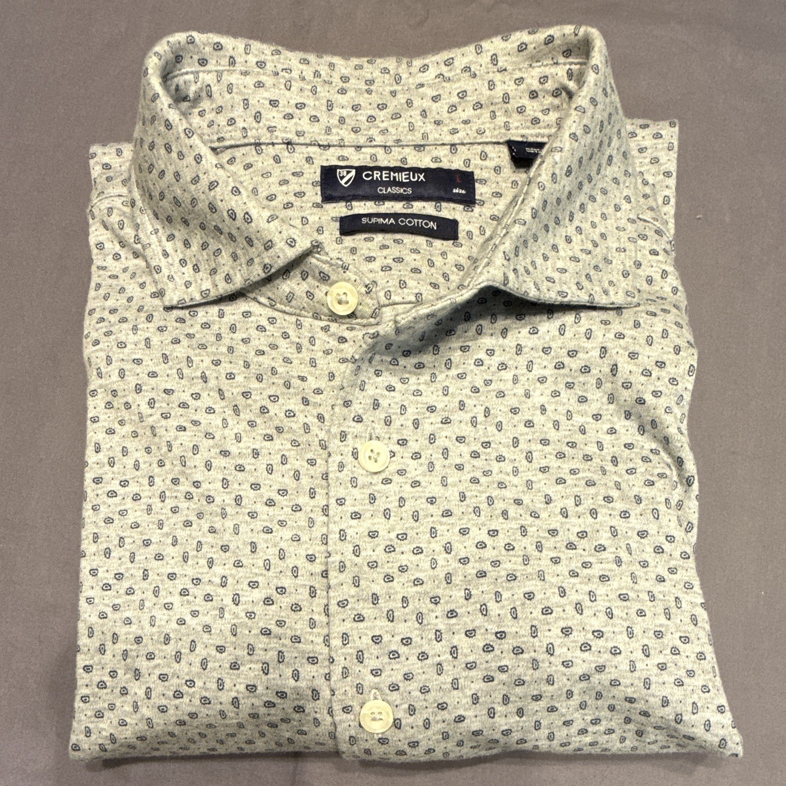 Cremieux Classics Men’s L Gray/Blue 100% Supima Cotton Button-Up Shirt
