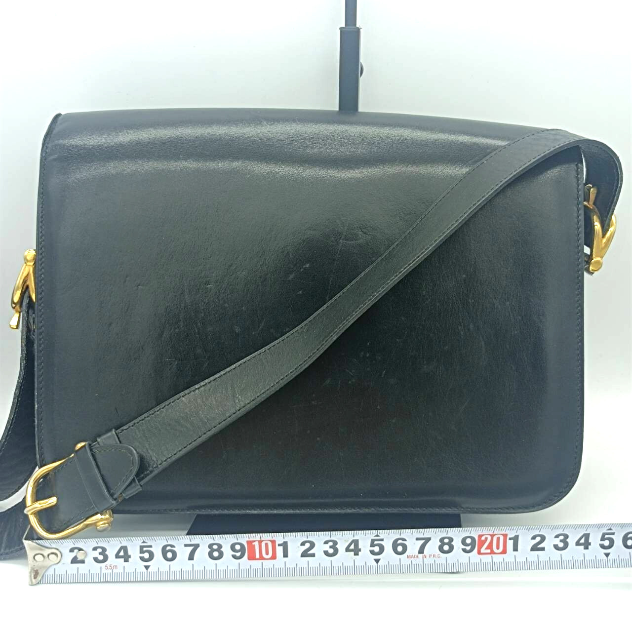 CELINE Leather Shoulder Bag Horse Carriage Gold Metal