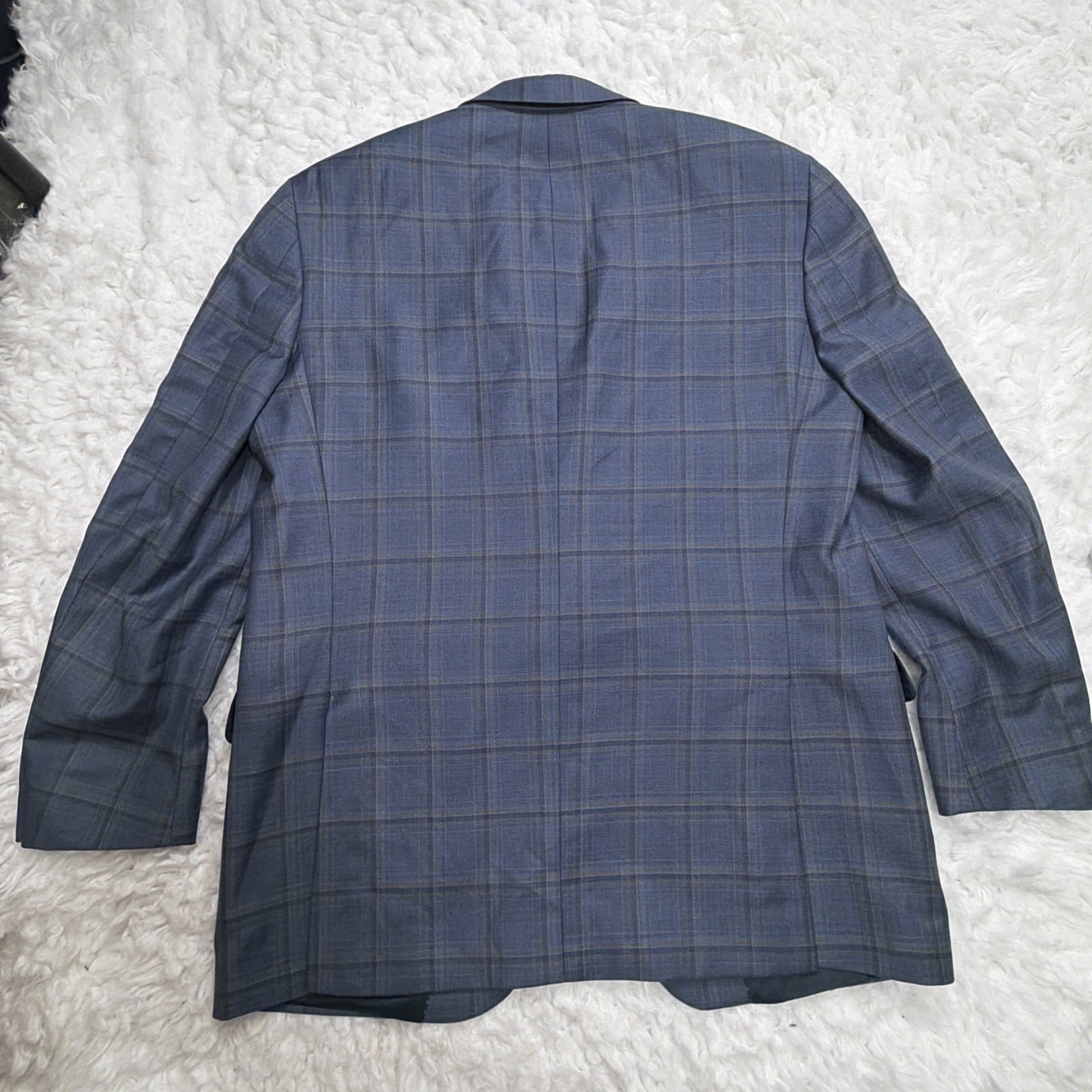 Peter Millar Sport Coat Blazer 42R Blue Plaid Windowpane Check Modern Formal Men