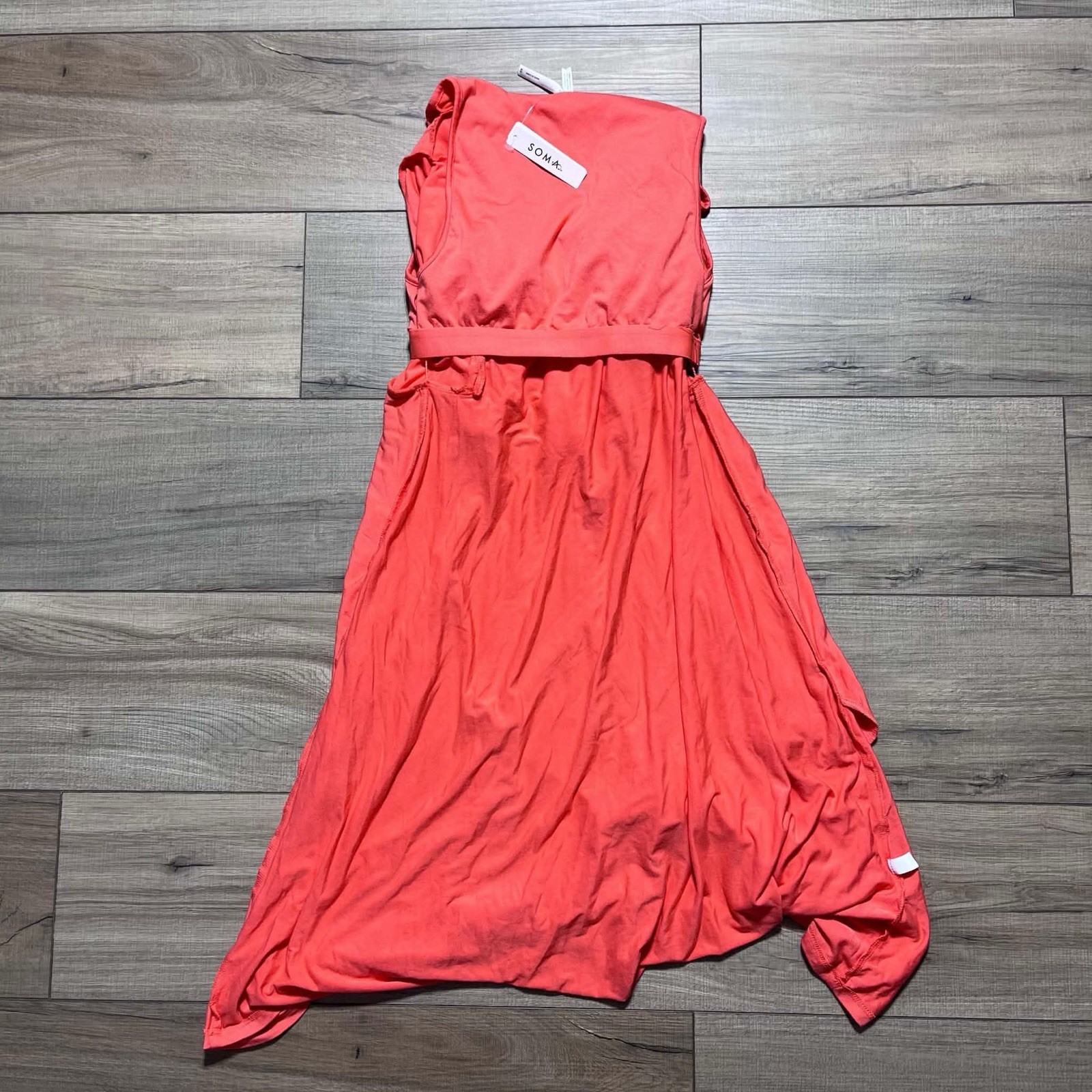 SOMA Womens Soft Jersey Caftan Padded Short Bra Dress Size XS Vivid Coral