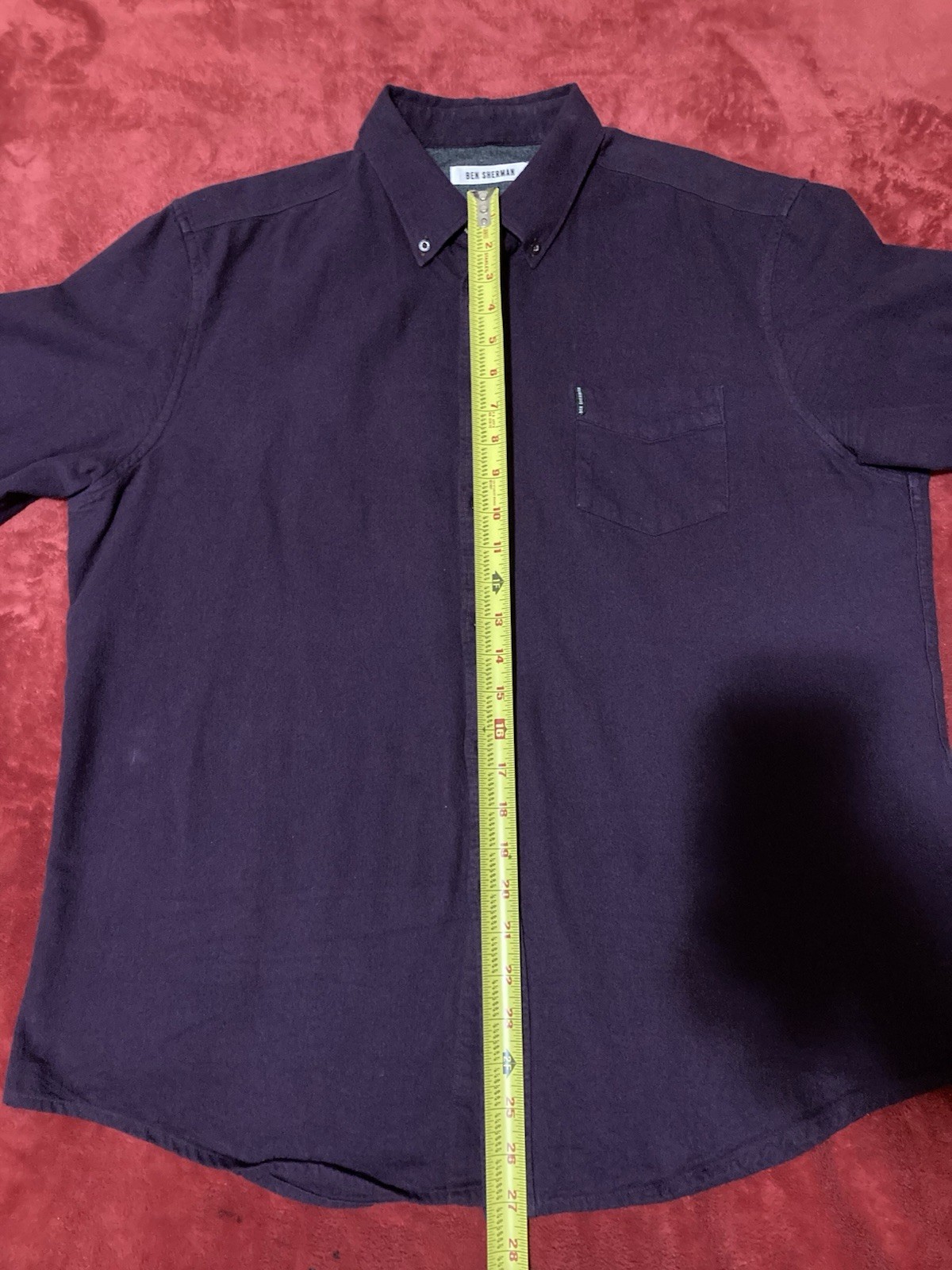 Ben Sherman Twill/Flannel Button Down Shirt Purple Men’s XXL(XL 24in pit to pit)