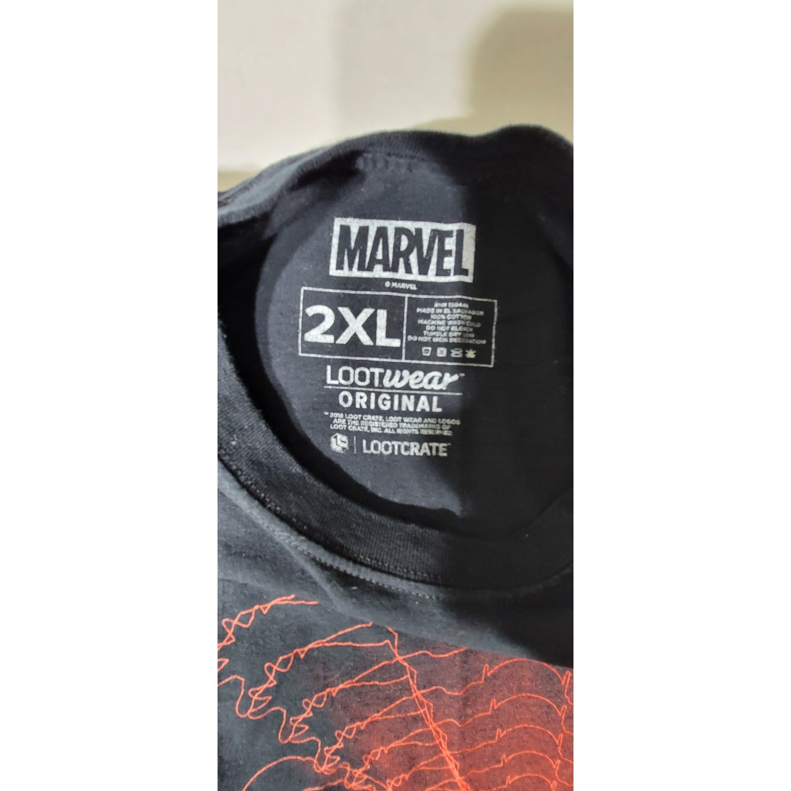 Marvel Ant-Man Loot Crate Graphic T-Shirt Mens 2XL Black Red Topographic Print