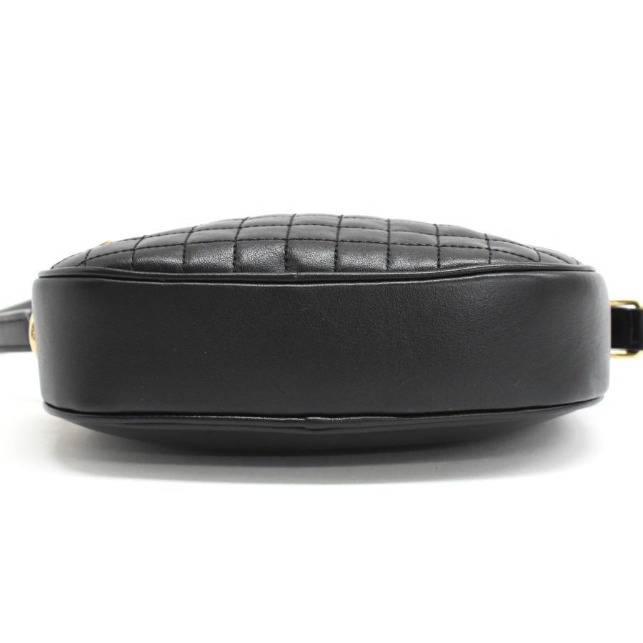 CELINE C Charm Crossbody Bag Shoulder Camera Bag Black Leather T00L