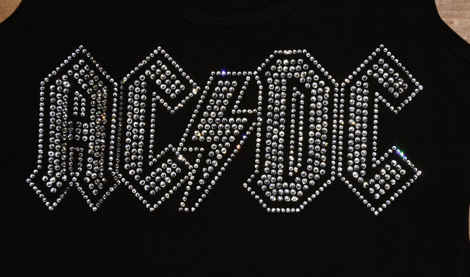 AC/DC rhinestone bling shirt or tank XS S M L XL XXL 1X 2X 3X 4X 5X clear