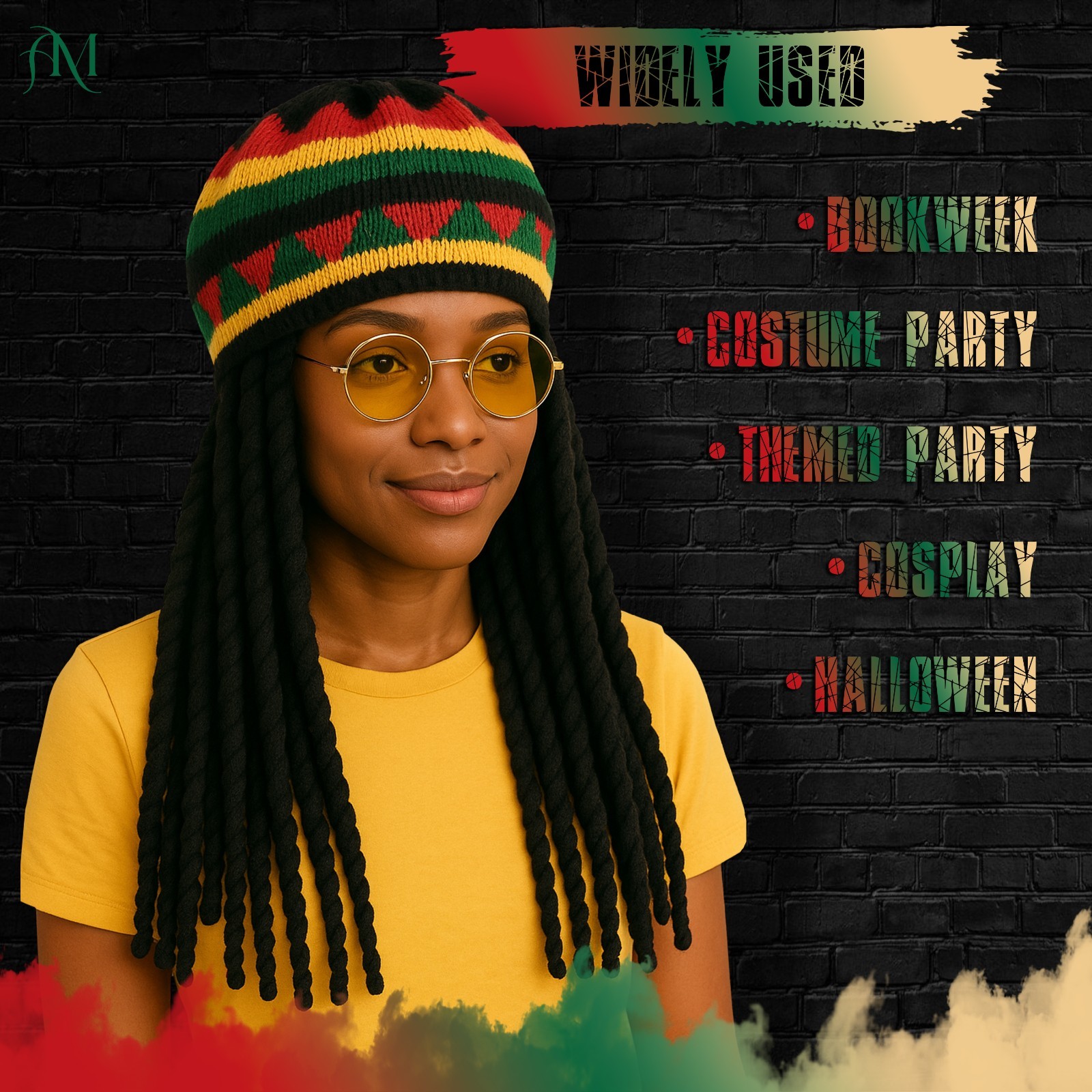 Rasta Dreadlocks Wig Hat Bob Marley Reggae Jamaican Dreads Knitted Party Hat