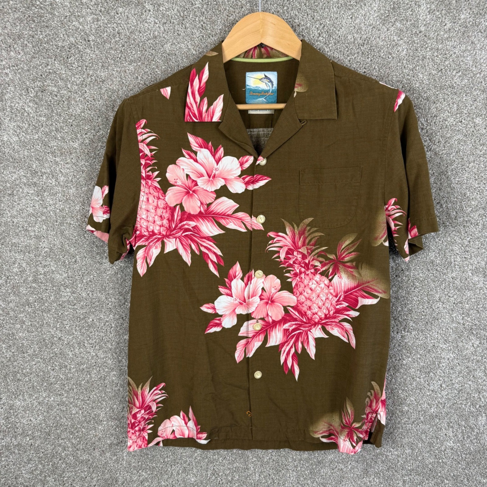 Tommy Bahama Mens Small Pineapple Silk Cotton Island Modern Fit Shirt