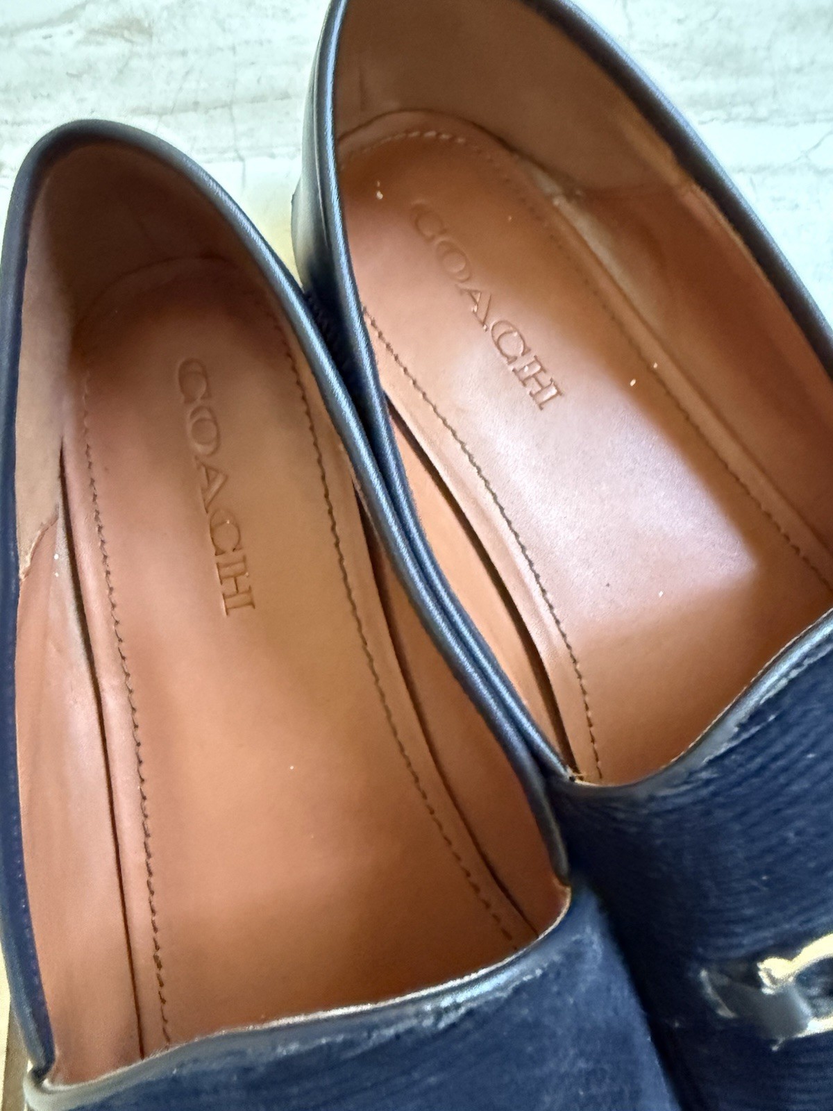 Coach Haley Loafers Navy Corduroy Horsebit Logo WOMENS SIZE 11 Great Condition