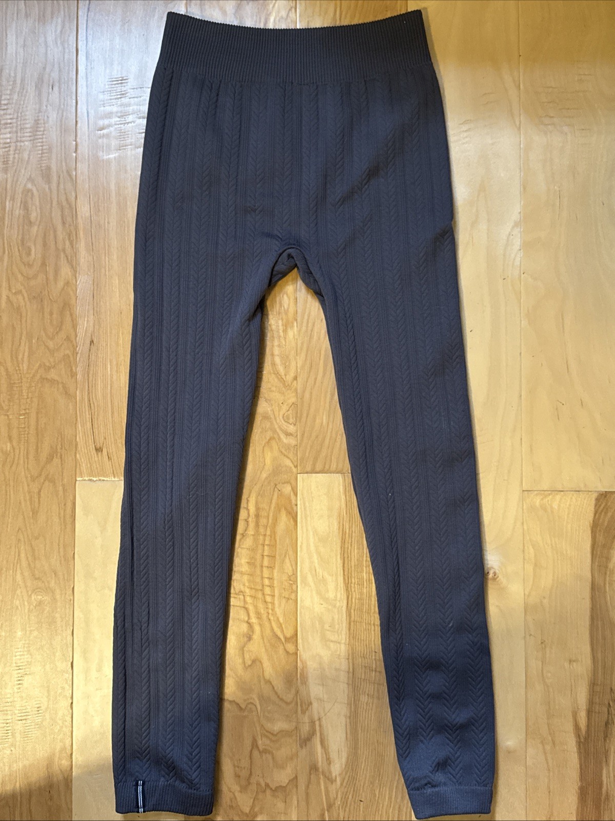 Nautica Womens Ribbed Cable Knit Fleece Lined Leggings S/M Gray EUC