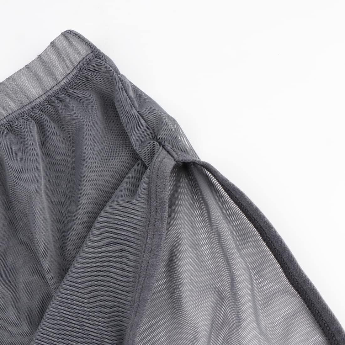 Men’s Boxer Shorts Loose Split Side Mesh See-Through Breathable Underwear Boxers