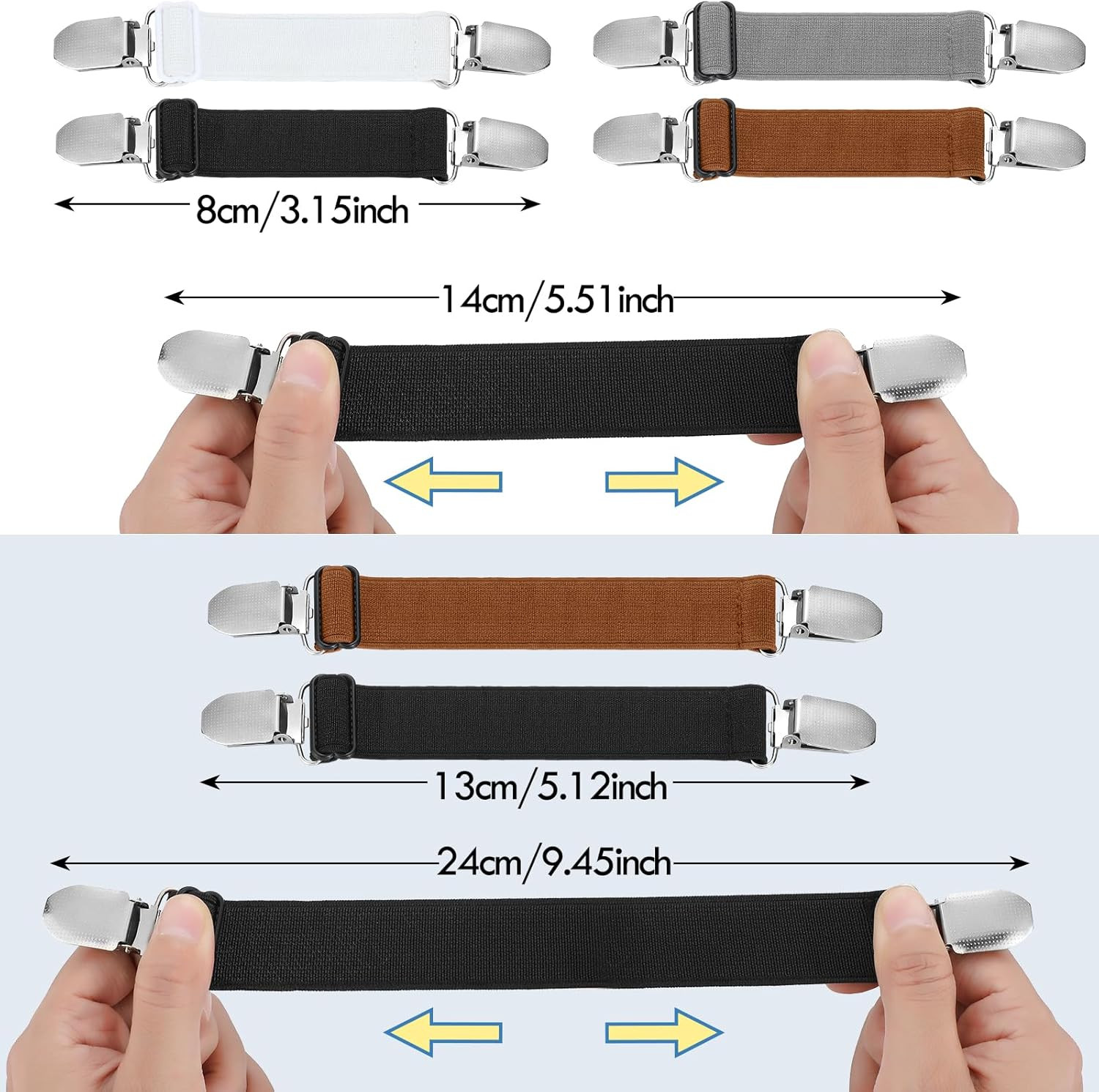 10Pcs Adjustable Hip Elastic Belt Pants Waist Tightener Cinch Clip for Men Women