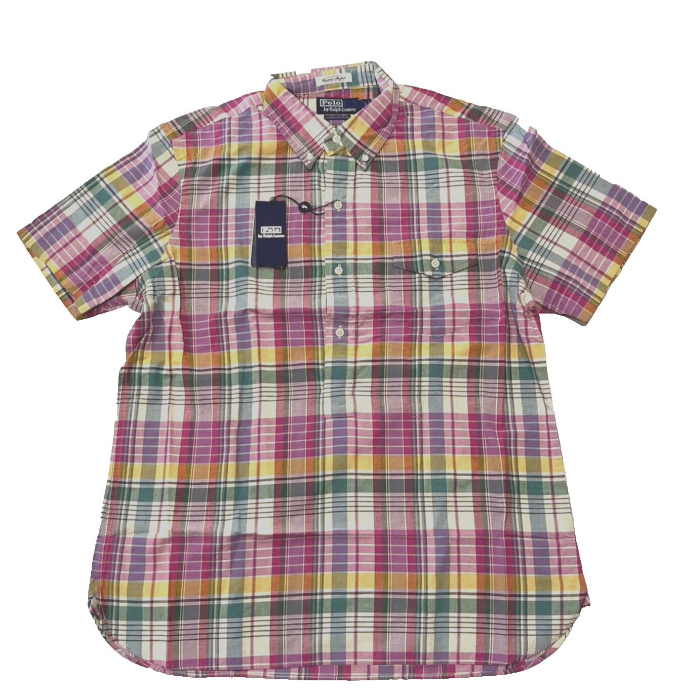 Polo Ralph Lauren men’s Madras Poplin Popover Shirt – Medium -retail $148