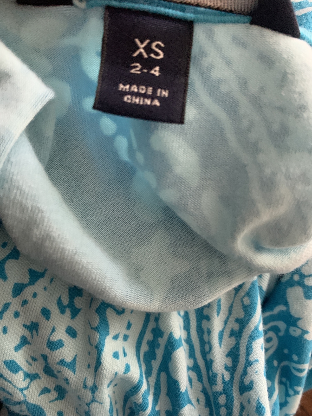 LAND’S END Ocean Blue Sky Paisley Stretch Dress Beach Party Size XS 2 4 ❤️tb5m13